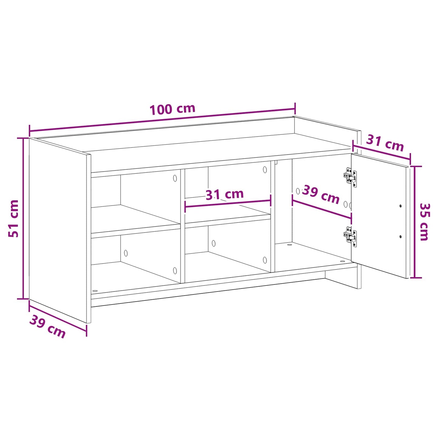 vidaXL Ντουλάπα Παπουτσιών με πόρτα Artisan Δρυς 100 x 39,5 x 51 εκ