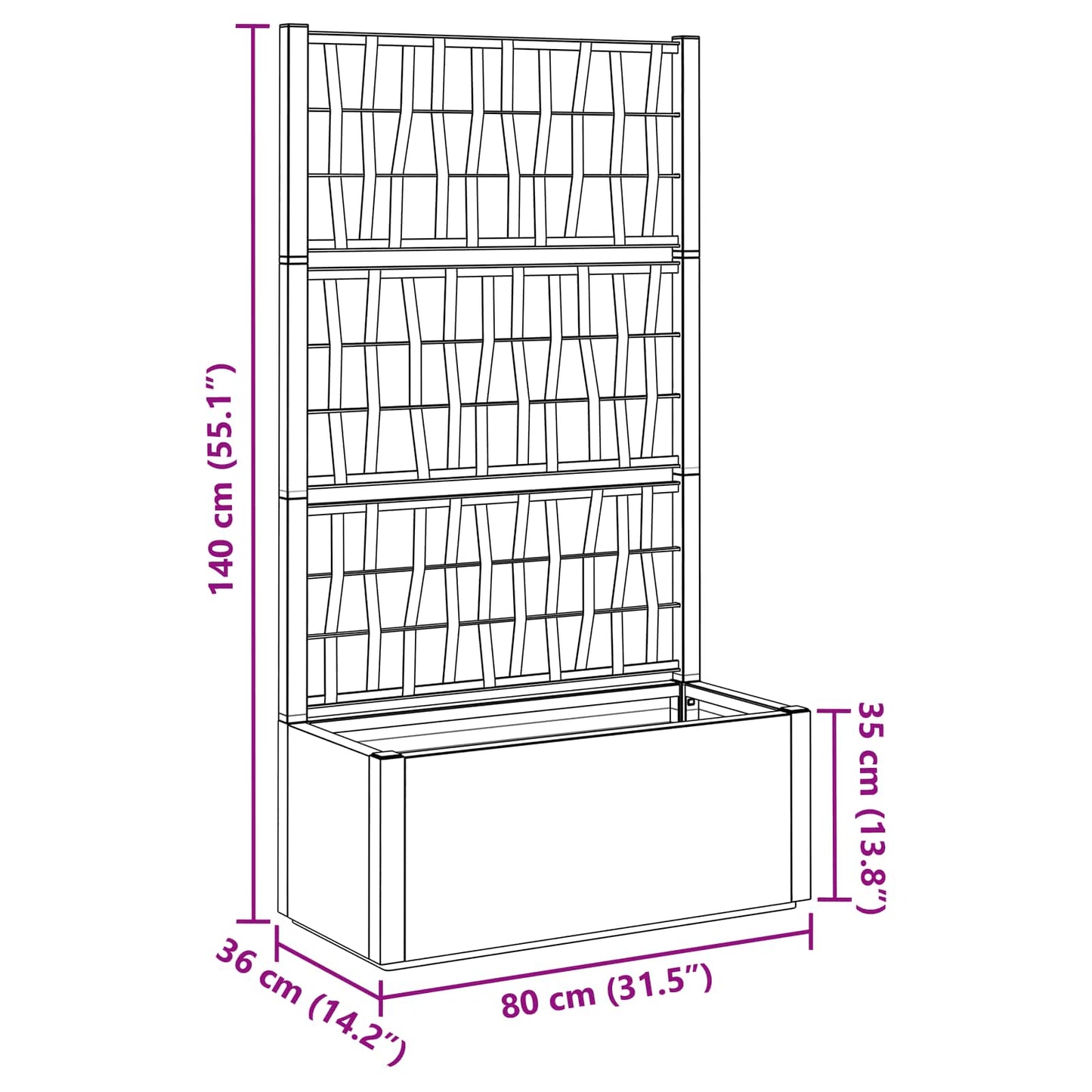 vidaXL Κηποτινάκι με Τρέλα Καφέ 80 x 36 x 140 εκ PP