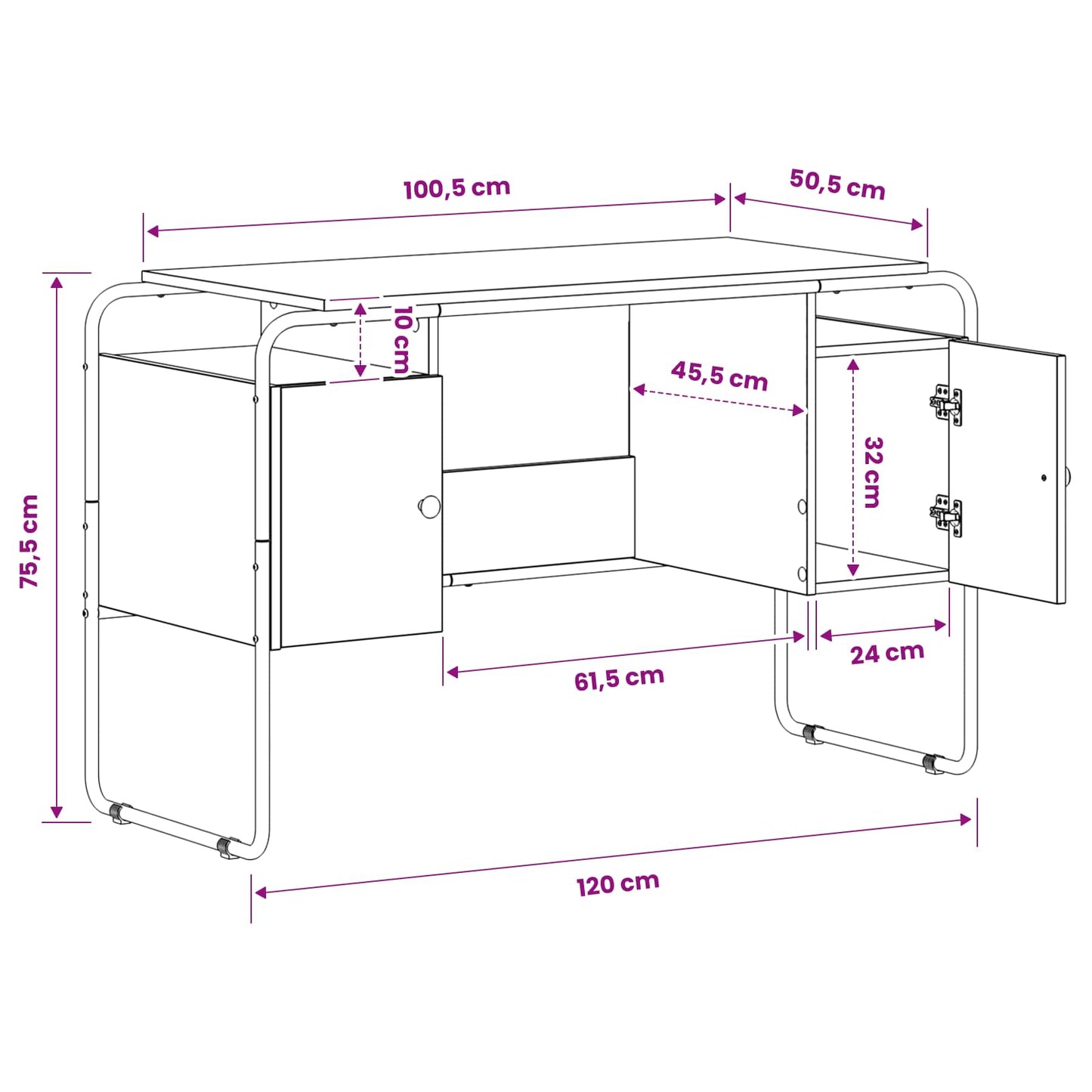 vidaXL Γραφείο με αποθηκευτικό χώρο Γκρι Sonoma 120 x 50,5 x 75,5 εκ.