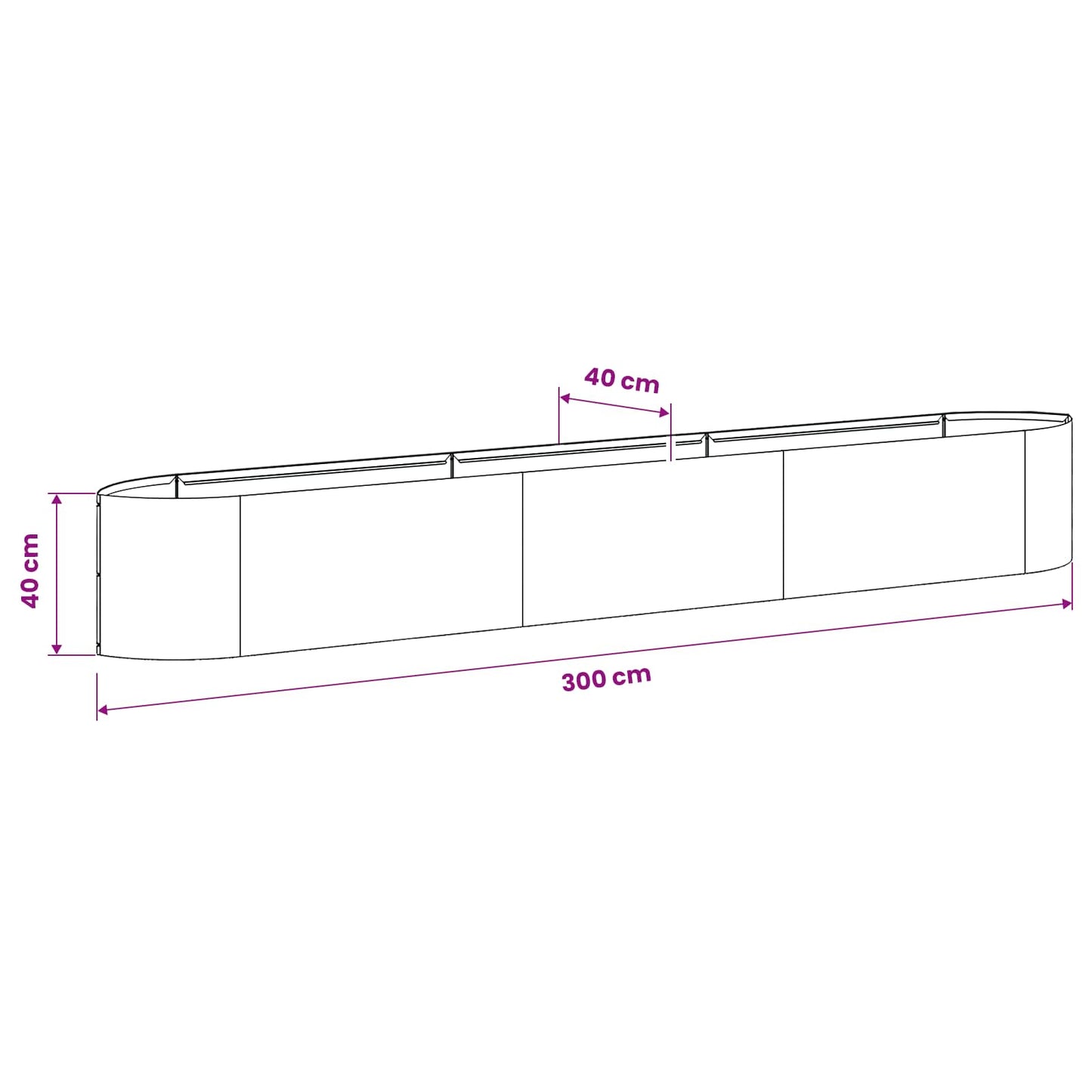 vidaXL Υψωμένο Κρεβάτι Κήπου Λαδί 300 x 40 x 40 εκ Ατσάλι