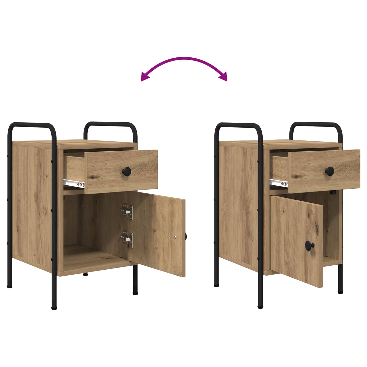 vidaXL Κομοδίνο Artisan Δρυς 35 x 36,5 x 61 εκ Επεξεργασμένο Ξύλο