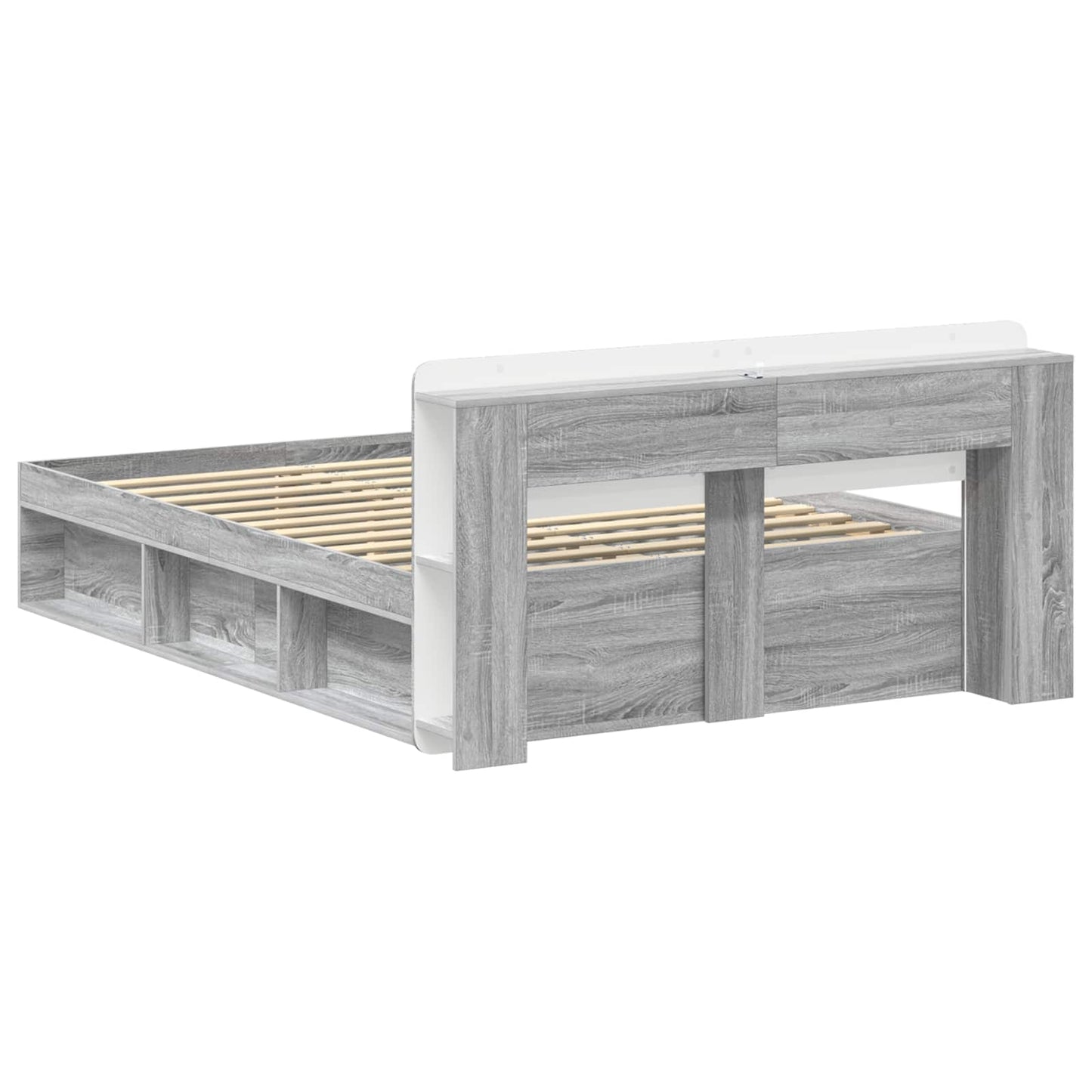 vidaXL Σκελετός κρεβατιού με αποθήκευση Γκρι Sonoma 150 x 200 cm