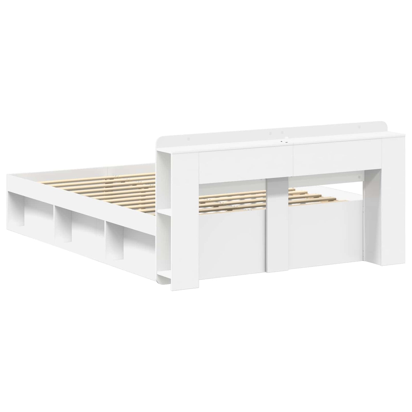 vidaXL Σκελετός κρεβατιού με αποθήκευση με κεφαλάρι Λευκό 150 x 200 cm