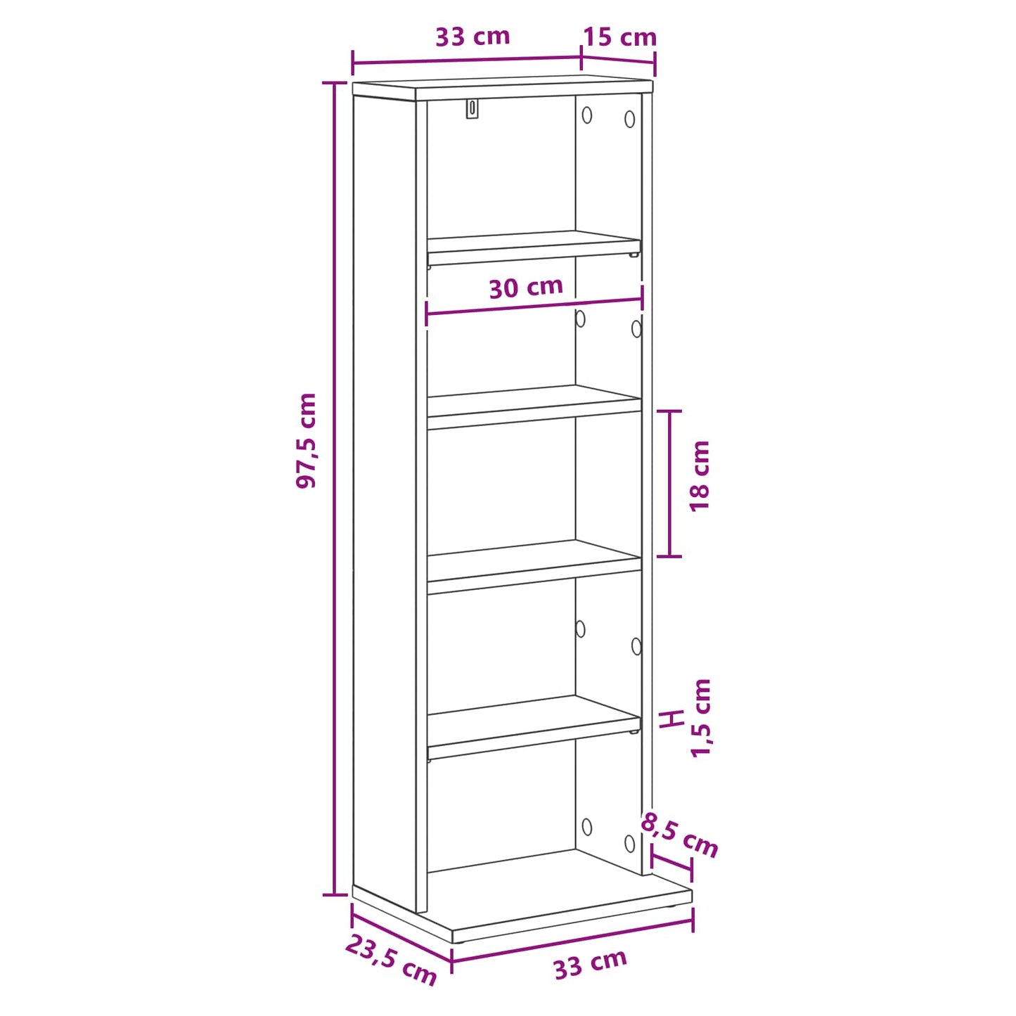 vidaXL Ντουλάπα CD Γκρι Sonoma 33 x 23,5 x 97,5 εκ. Επεξεργασμένο Ξύλο