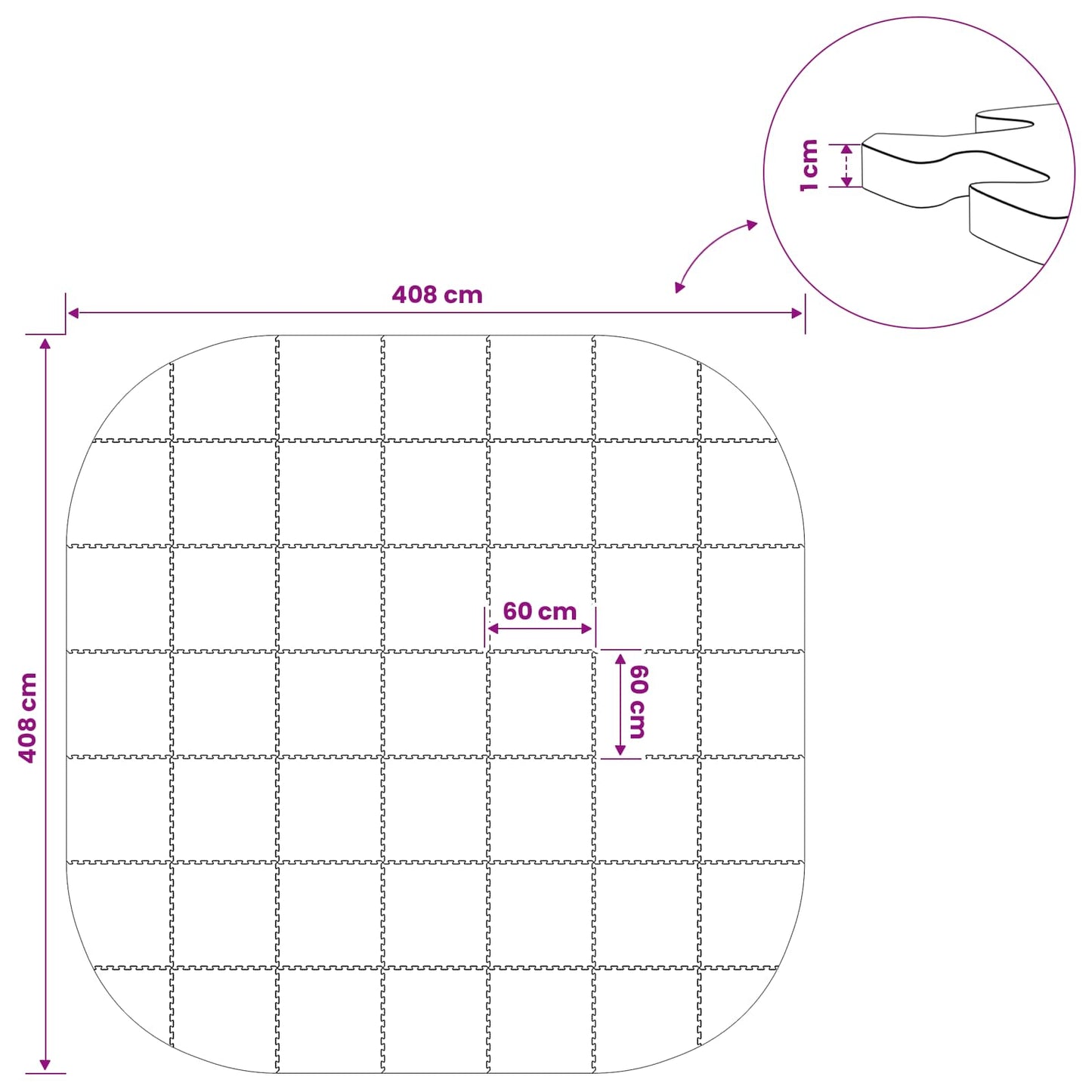 vidaXL Χαλάκι για Πισίνα 49 τμχ. Ø 408 cm Γύρος Φελιζόλ EVA Μαύρο