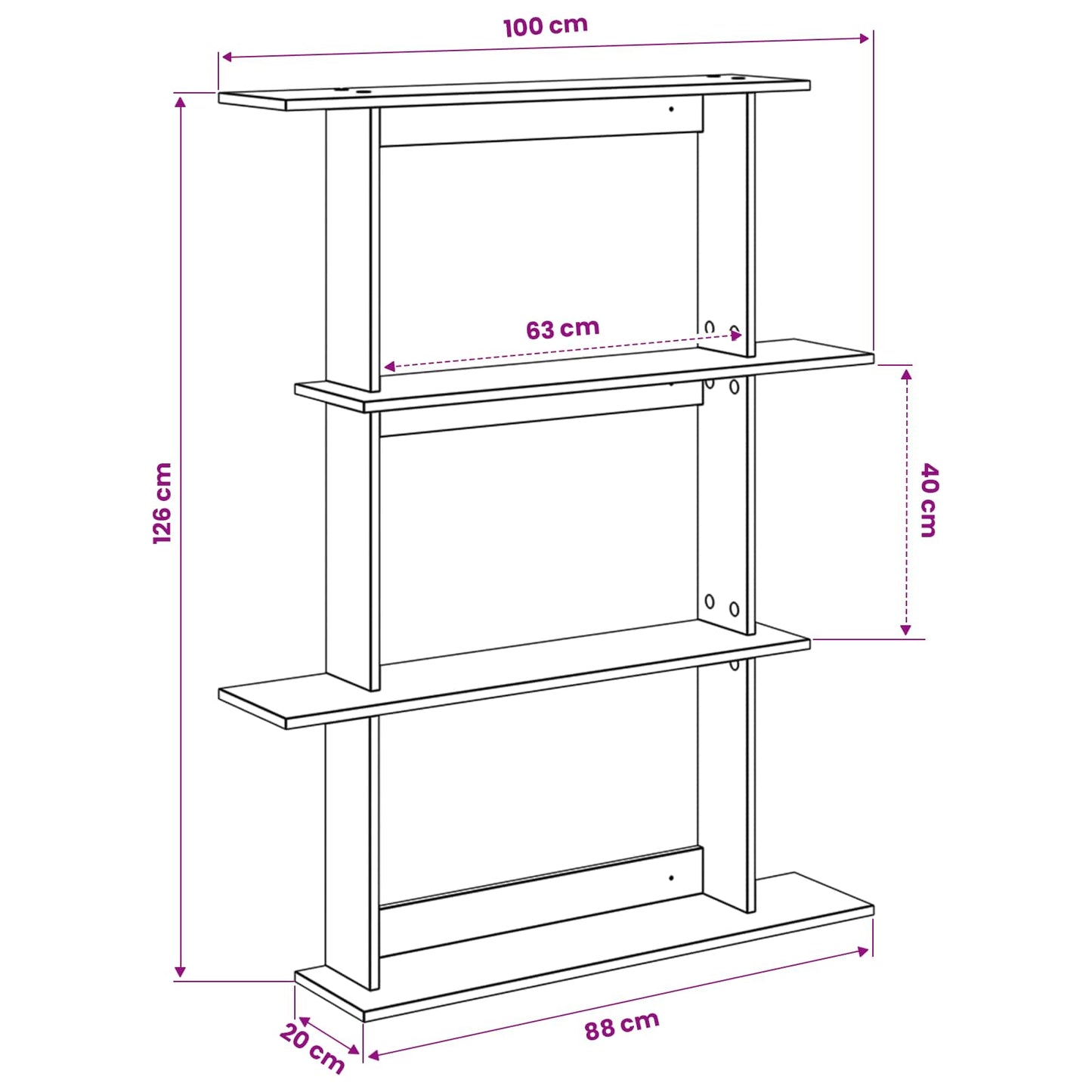 vidaXL Ράφι Τοίχου Γκρι Σκυροδέματος 100 x 20 x 126 εκ.