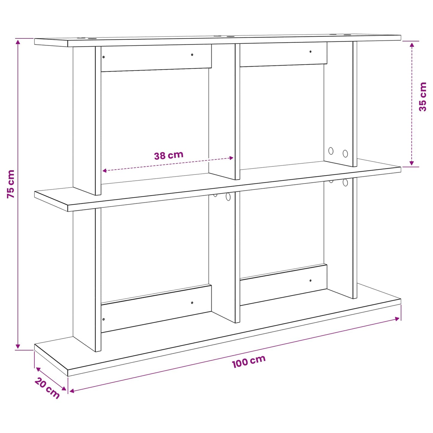 vidaXL Ράφι Τοίχου Επιτοίχιο Artisan Δρυς 100 x 20 x 75 εκ