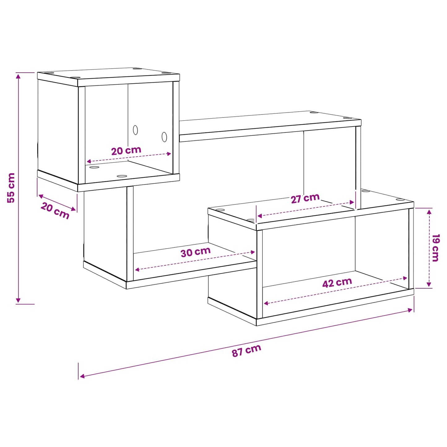 vidaXL Πλωτό ράφι Επιτοίχιο Μαύρη Δρυς 87 x 20 x 55 εκ