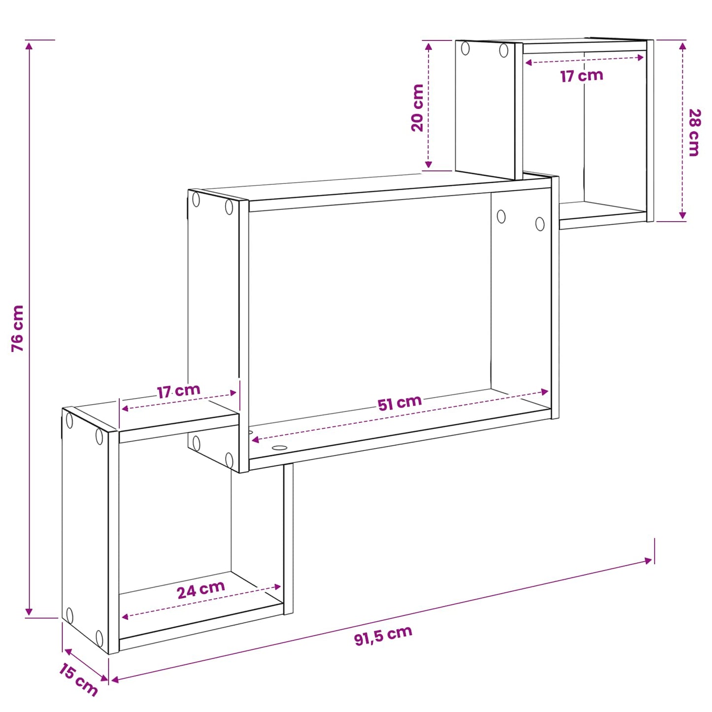 vidaXL Ράφι Τοίχου Επιτοίχιο Sonoma Δρυς 91,5 x 15 x 76 εκ