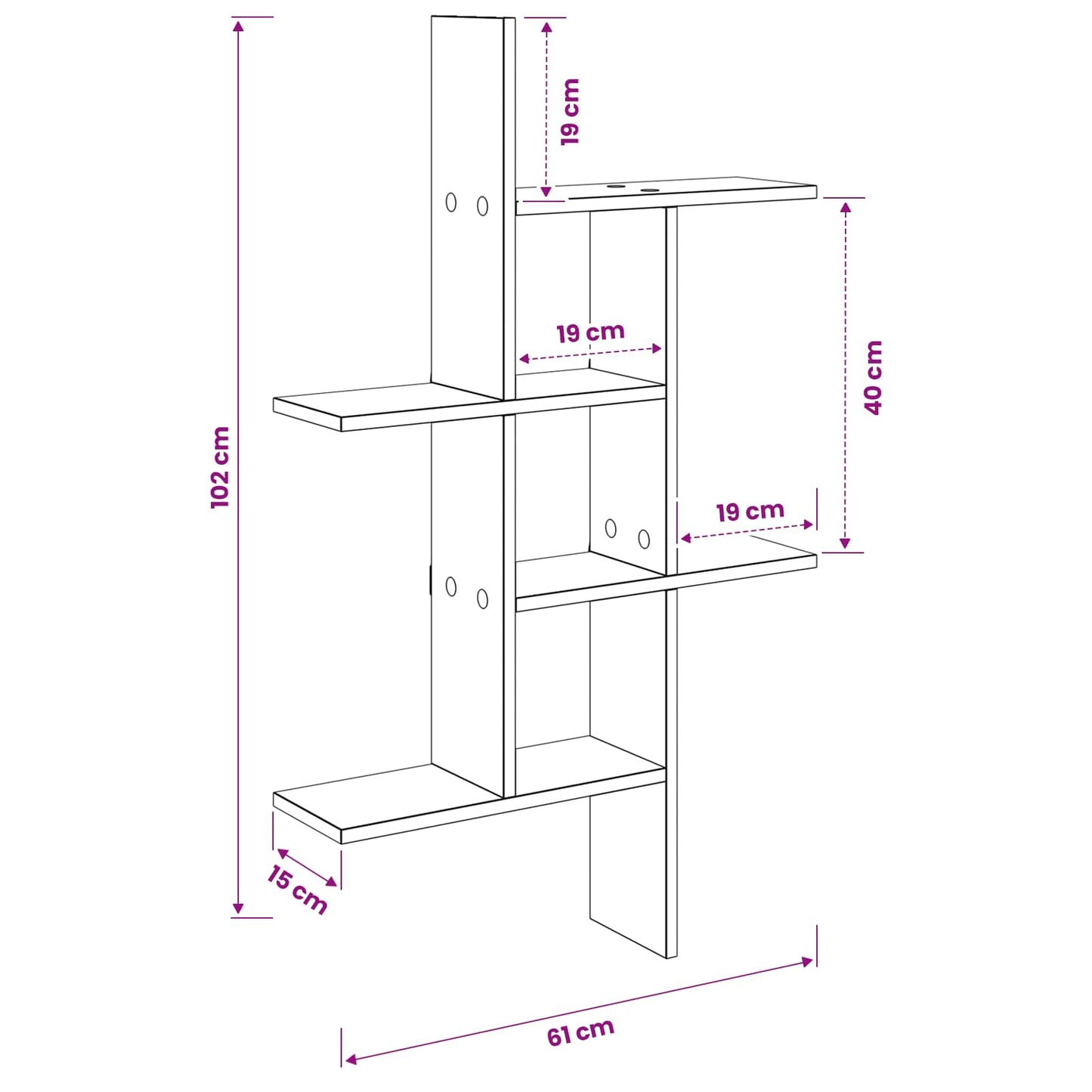 vidaXL Ράφι Τοίχου Γκρι Σκυροδέματος 61 x 15 x 102 εκ