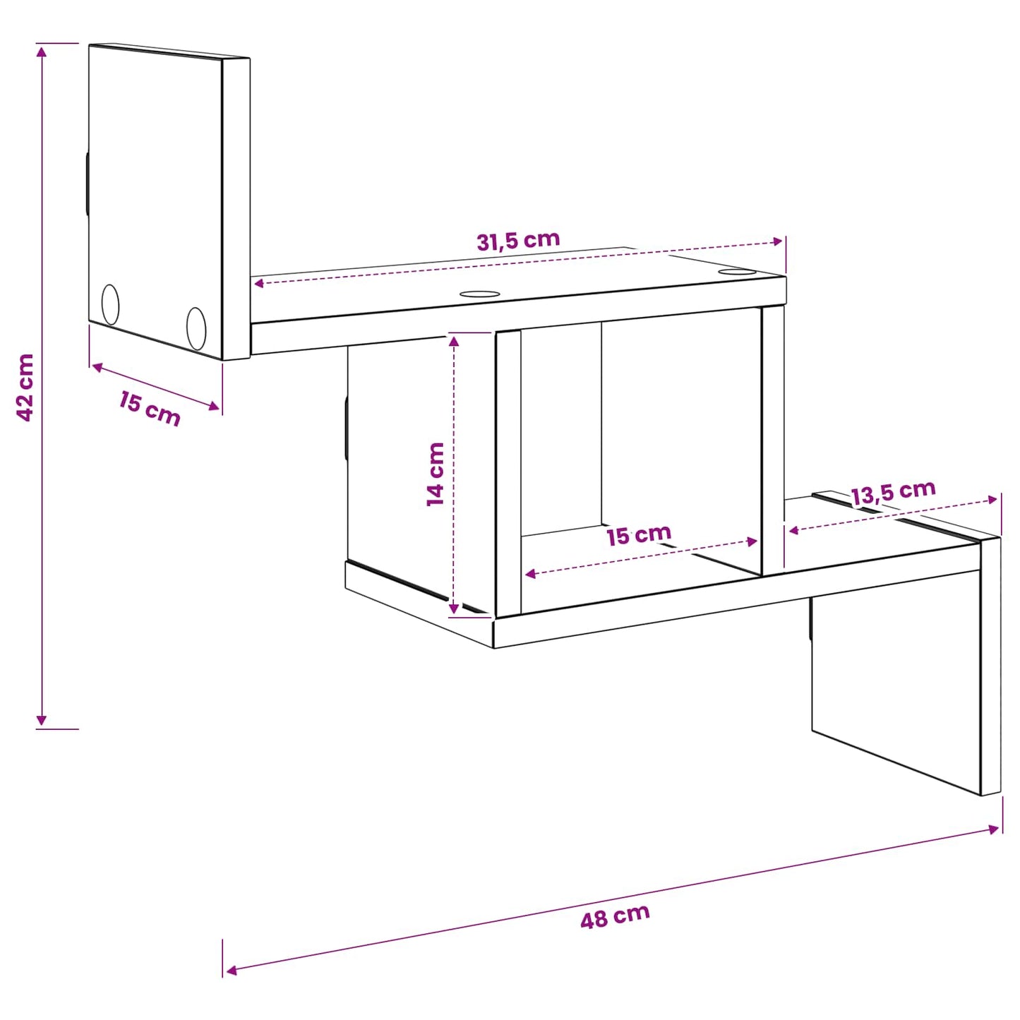 vidaXL Ράφι Τοίχου Γκρι Σκυροδέματος 48 x 15 x 42 εκ