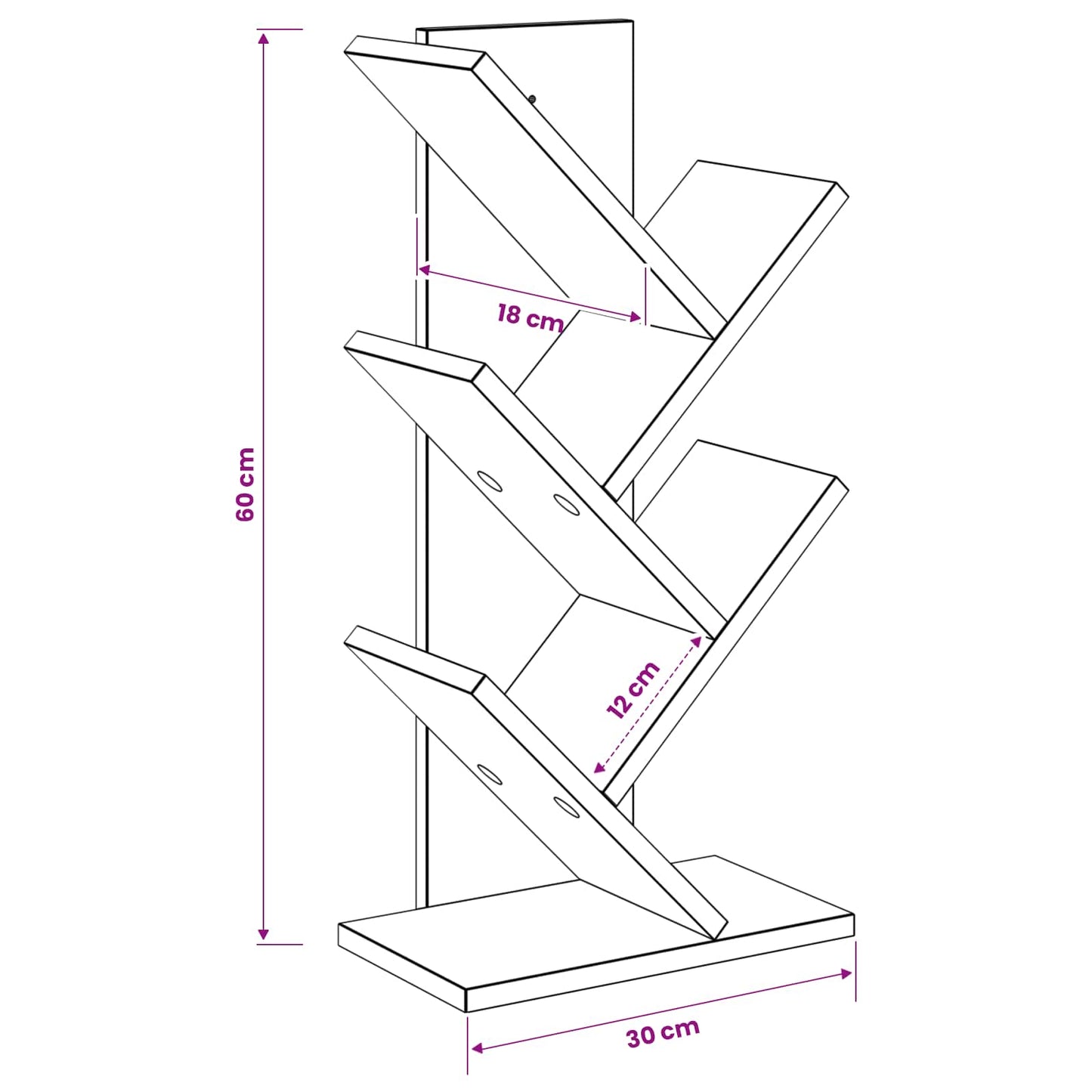 vidaXL Ραφιέρα Δέντρου 4-Επίπεδη 30 x 18 x 60 εκ Επεξεργασμένο Ξύλο