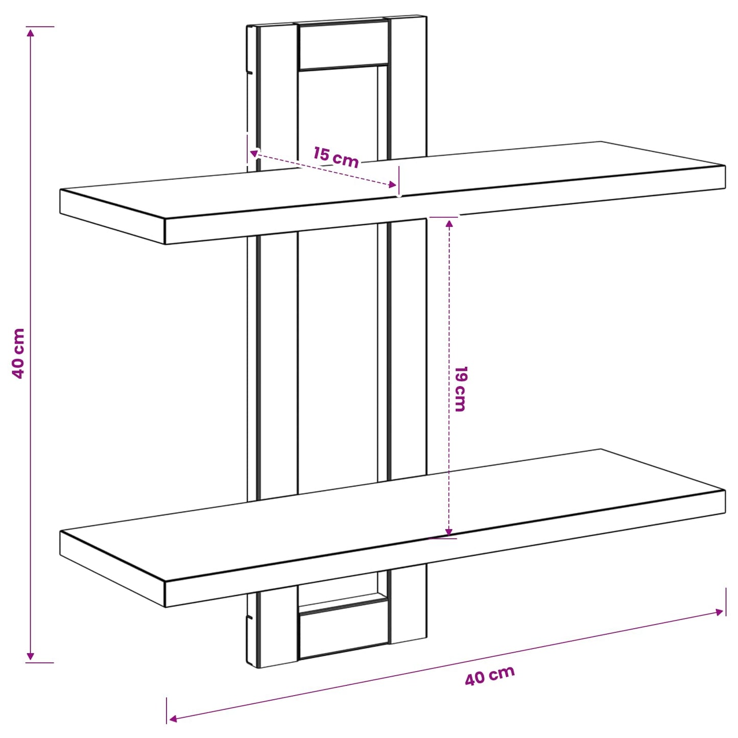 vidaXL Κρεμαστά ράφια Παλαιωμένο ξύλο 40 x 15 x 40 εκ