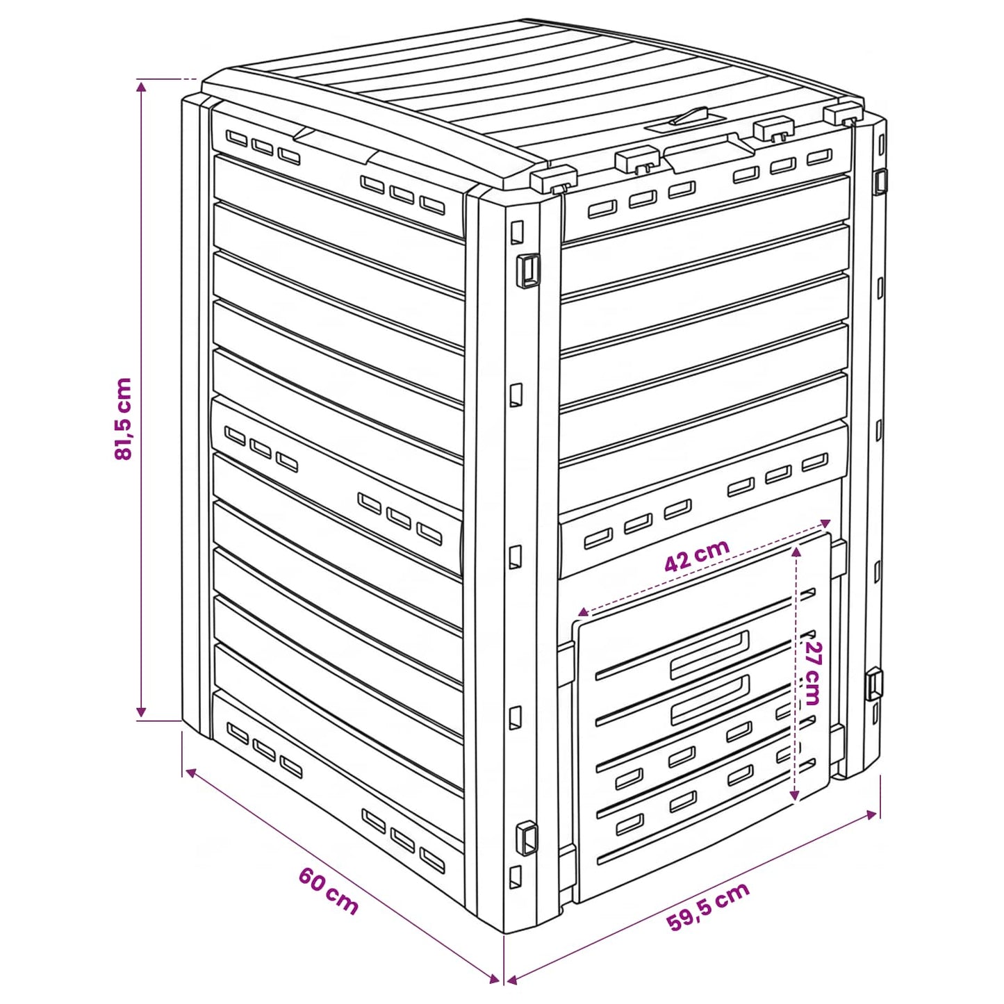 vidaXL Κομποστοποιητής κήπου Μαύρο 59,5 x 60 x 81,5 εκ. 280 l 100% PP