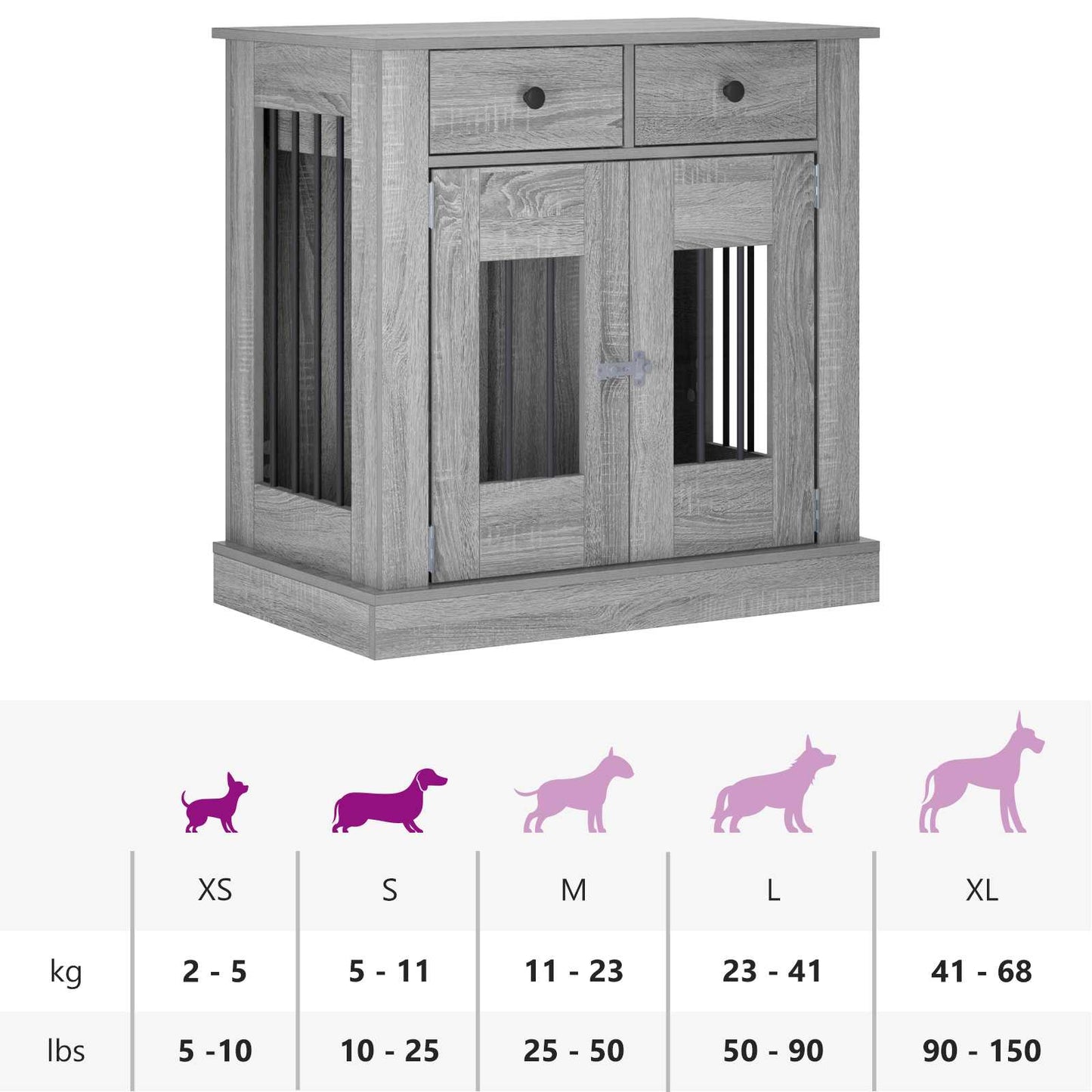 vidaXL Έπιπλο για κλουβί σκύλου Γκρι Sonoma 80 x 47,5 x 80 εκ