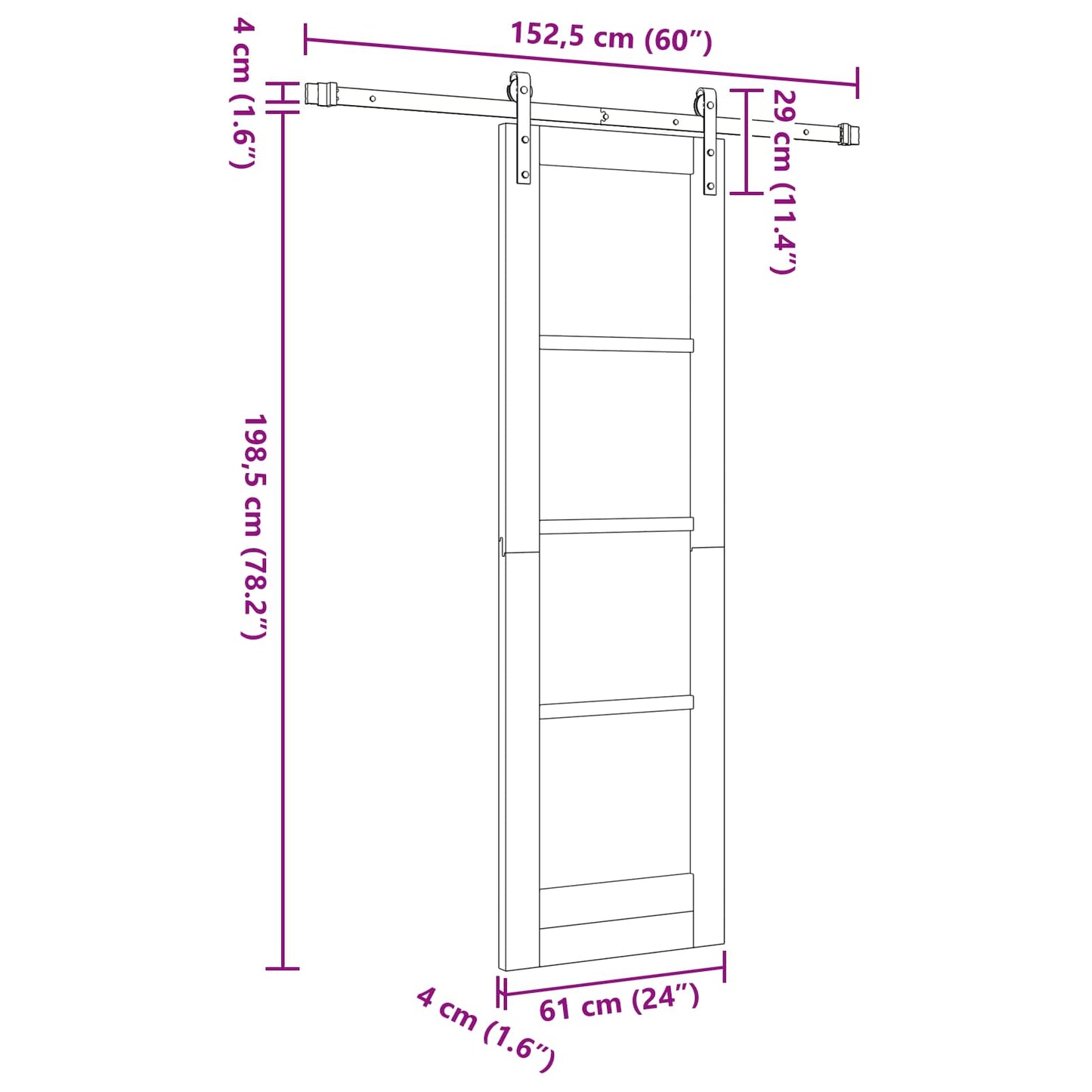 vidaXL Συρόμενη Πόρτα Φυσικό 61 x 198,5 εκ. Μασίφ Ξύλο Πεύκου