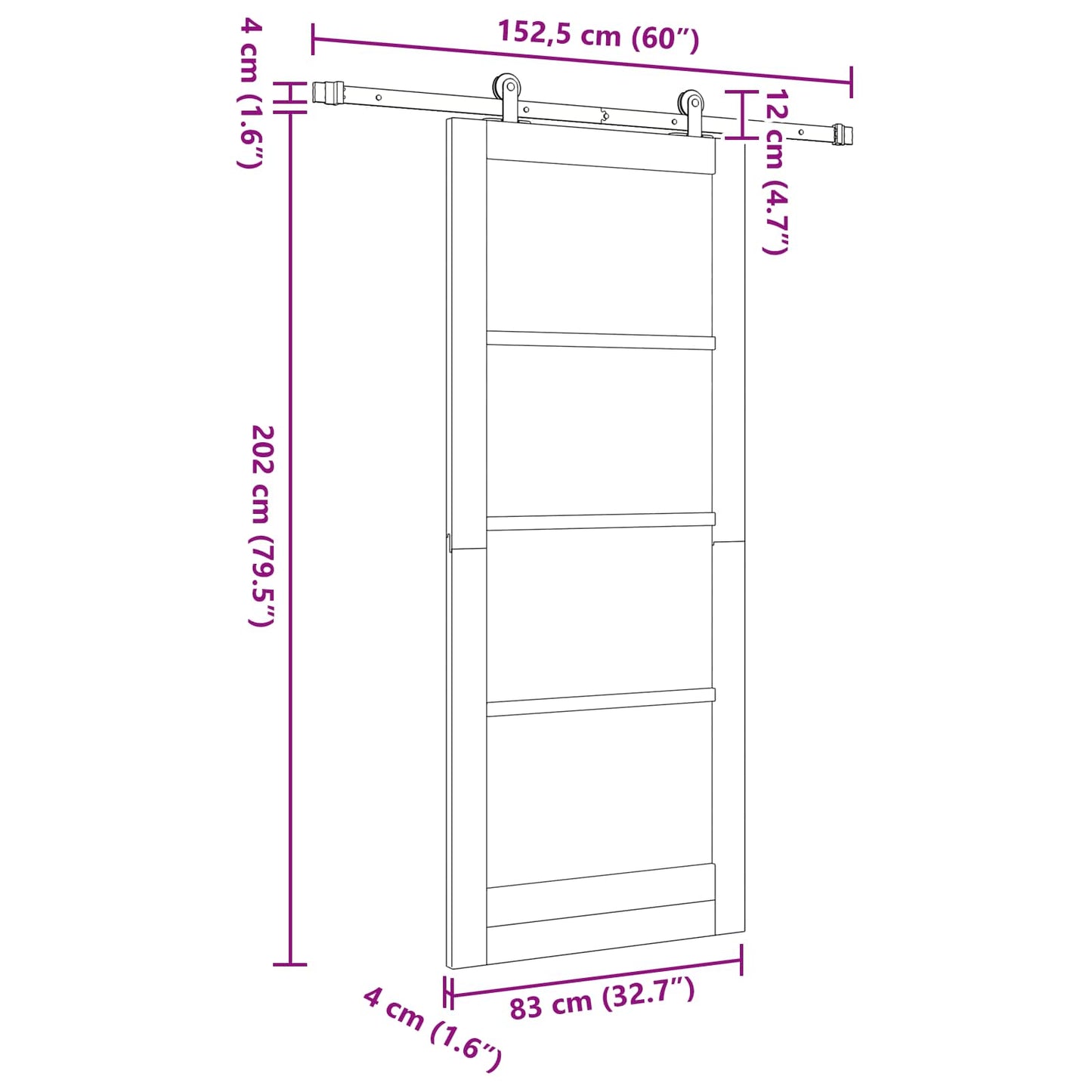 vidaXL Συρόμενη Πόρτα ORKDAL 83 x 202 εκ. Μασίφ Ξύλο Πεύκου Λευκό