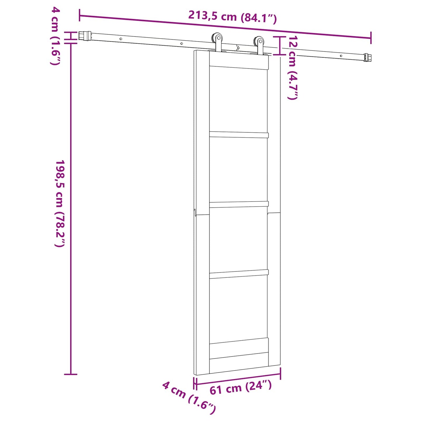 vidaXL Συρόμενη Πόρτα ORKDAL 61 x 198,5 εκ. Μασίφ Ξύλο Πεύκου Φυσικό