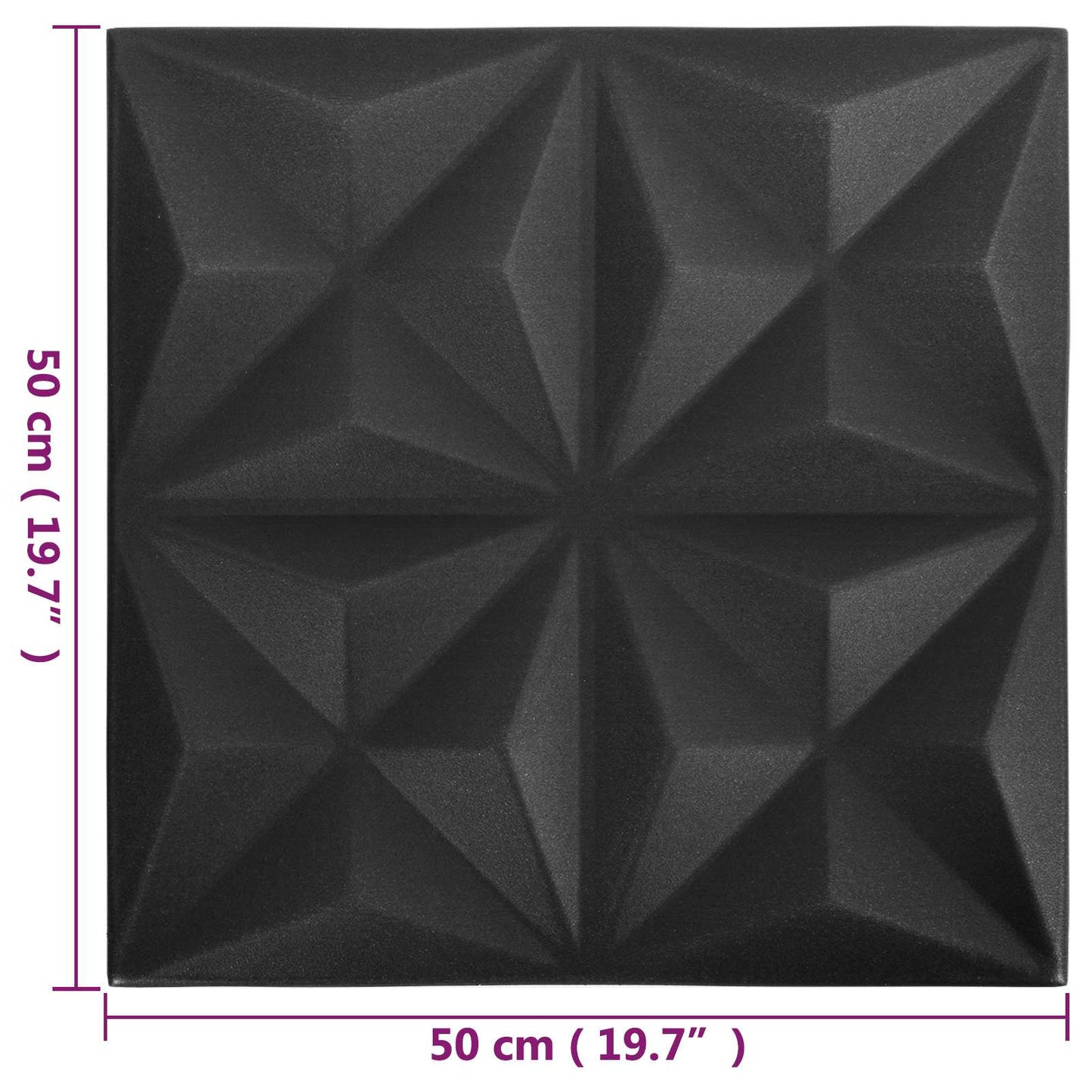 vidaXL Πάνελ τοίχου 24 pcs Οριγκάμι Μαύρο 50 x 50 cm Φελιζόλ XPS