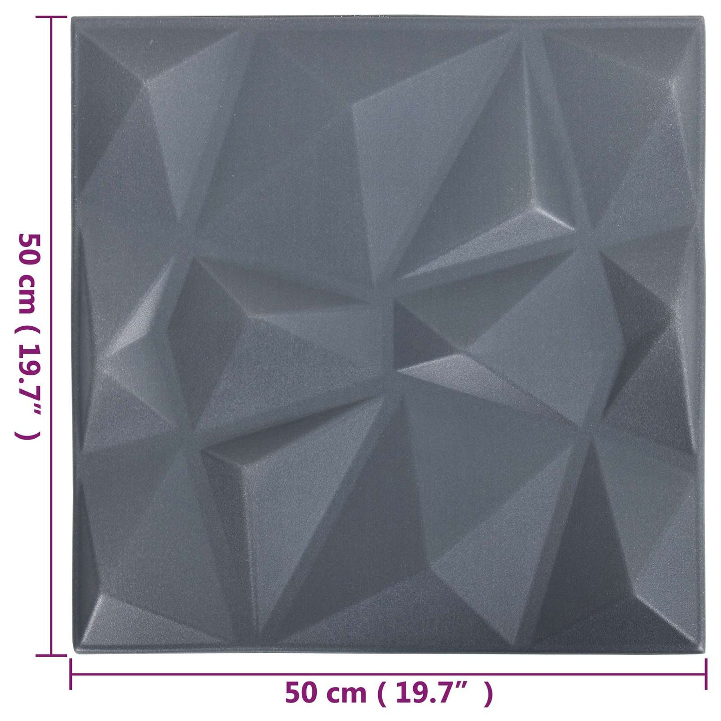 vidaXL Πάνελ τοίχου 24 pcs Διαμάντι Γκρι 50 x 50 cm Φελιζόλ XPS