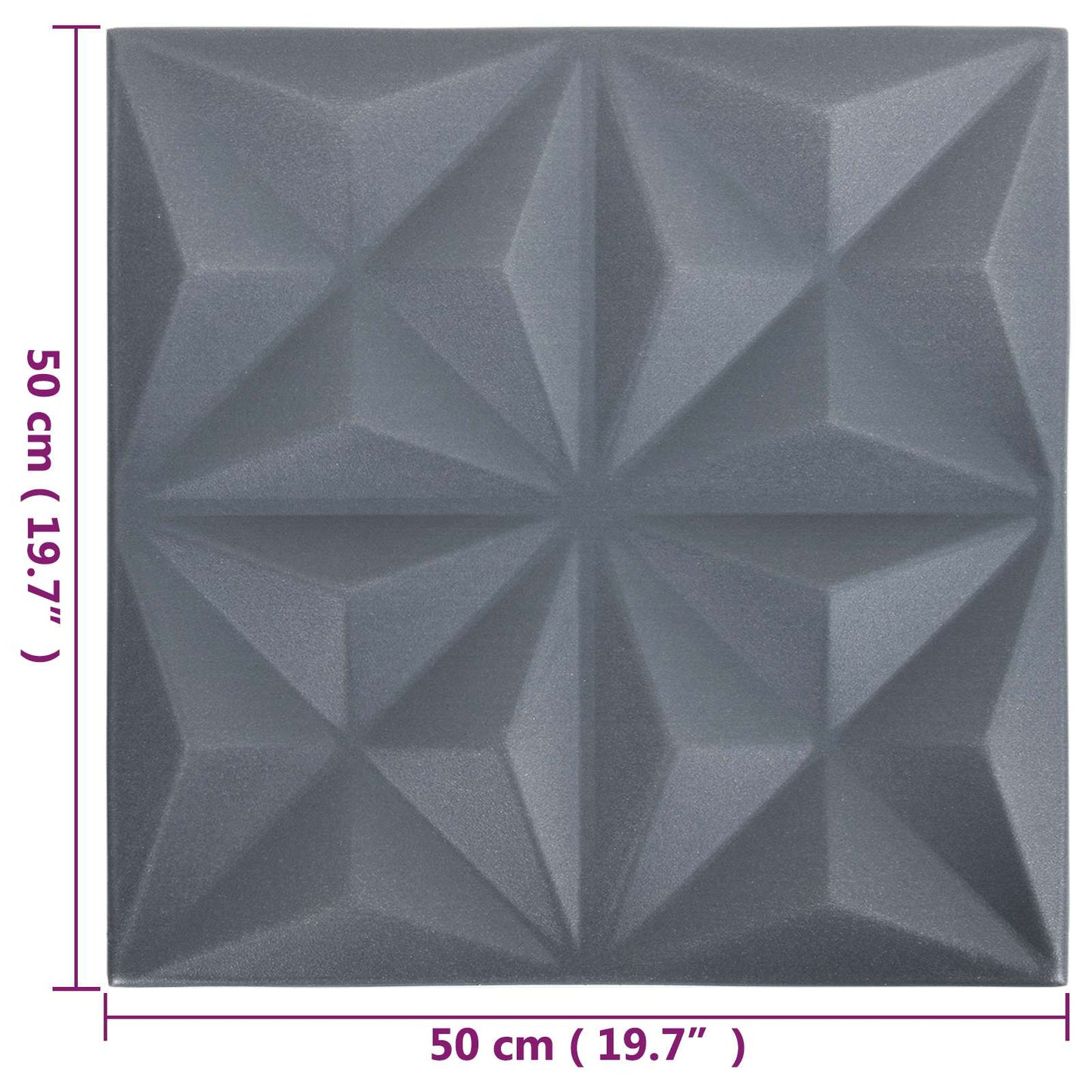 vidaXL Πάνελ τοίχου 48 pcs Οριγκάμι Γκρι 50 x 50 cm Φελιζόλ XPS