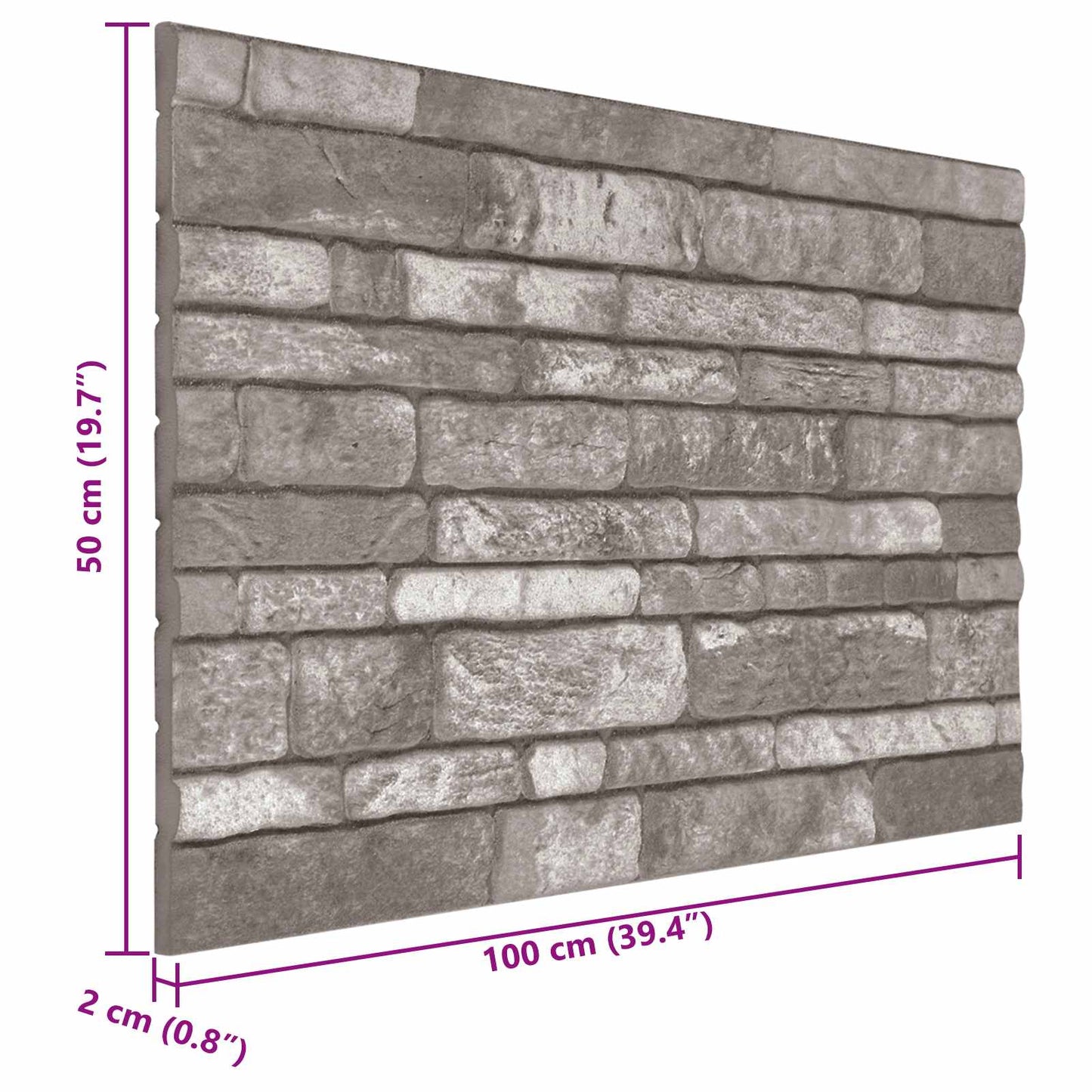 vidaXL Πάνελ τοίχου 10 pcs Σκούρο Γκρι 100 x 50 cm Αφρός EPS