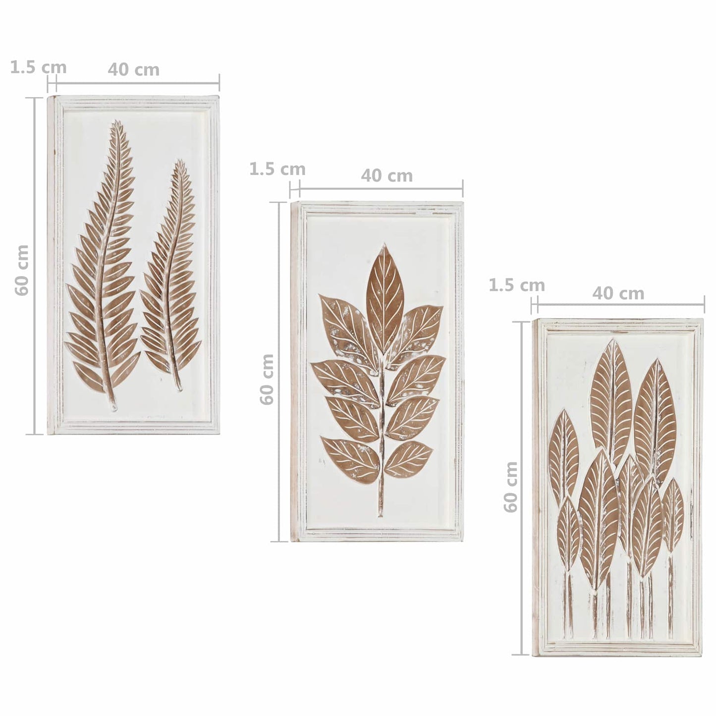 vidaXL Διακόσμηση Τέχνης 3 τμχ. 40 x 40 x 1,5 cm Καφέ και Λευκό