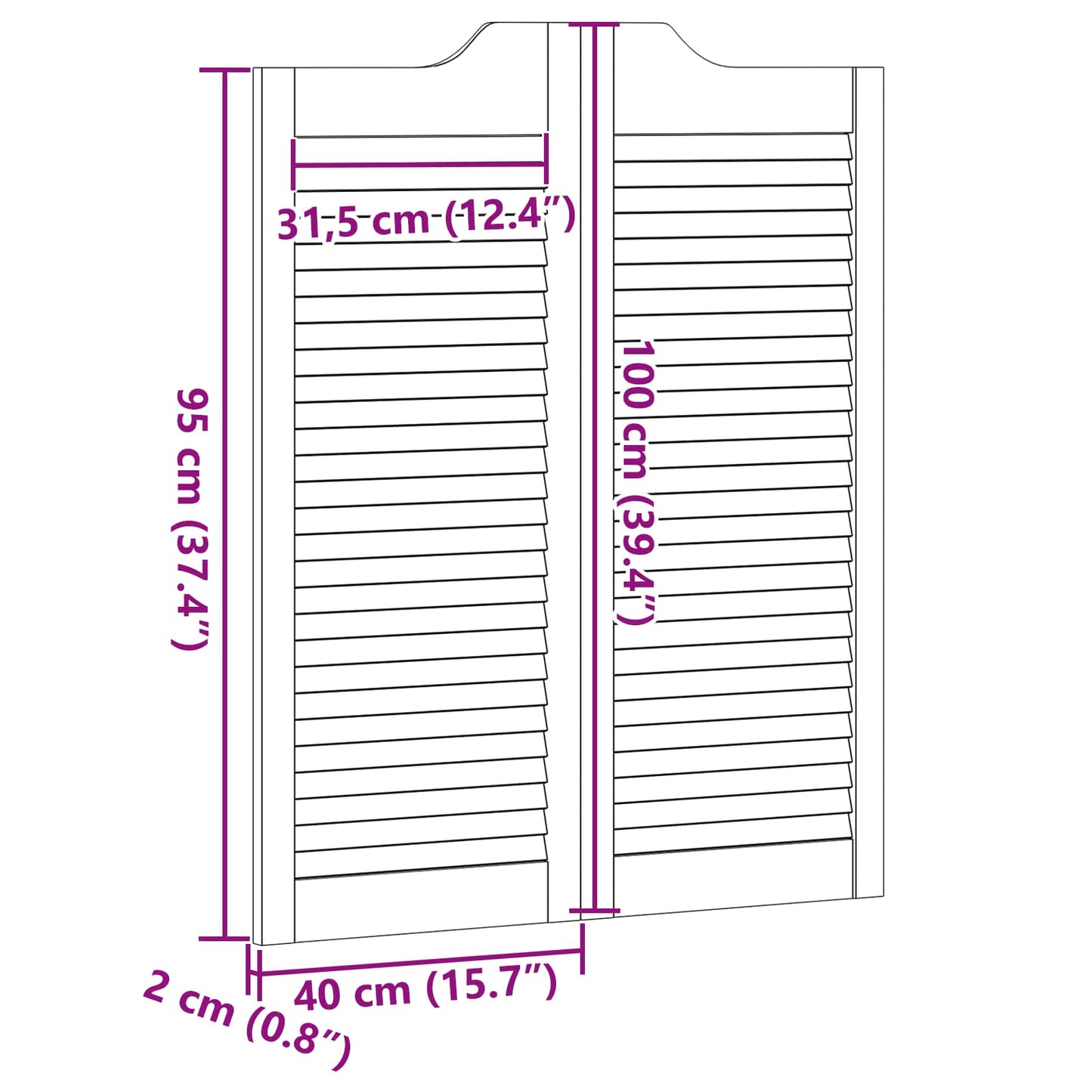 vidaXL Πόρτες Swing 100 x 40 cm Μασίφ Ξύλο Πεύκου Φυσικό
