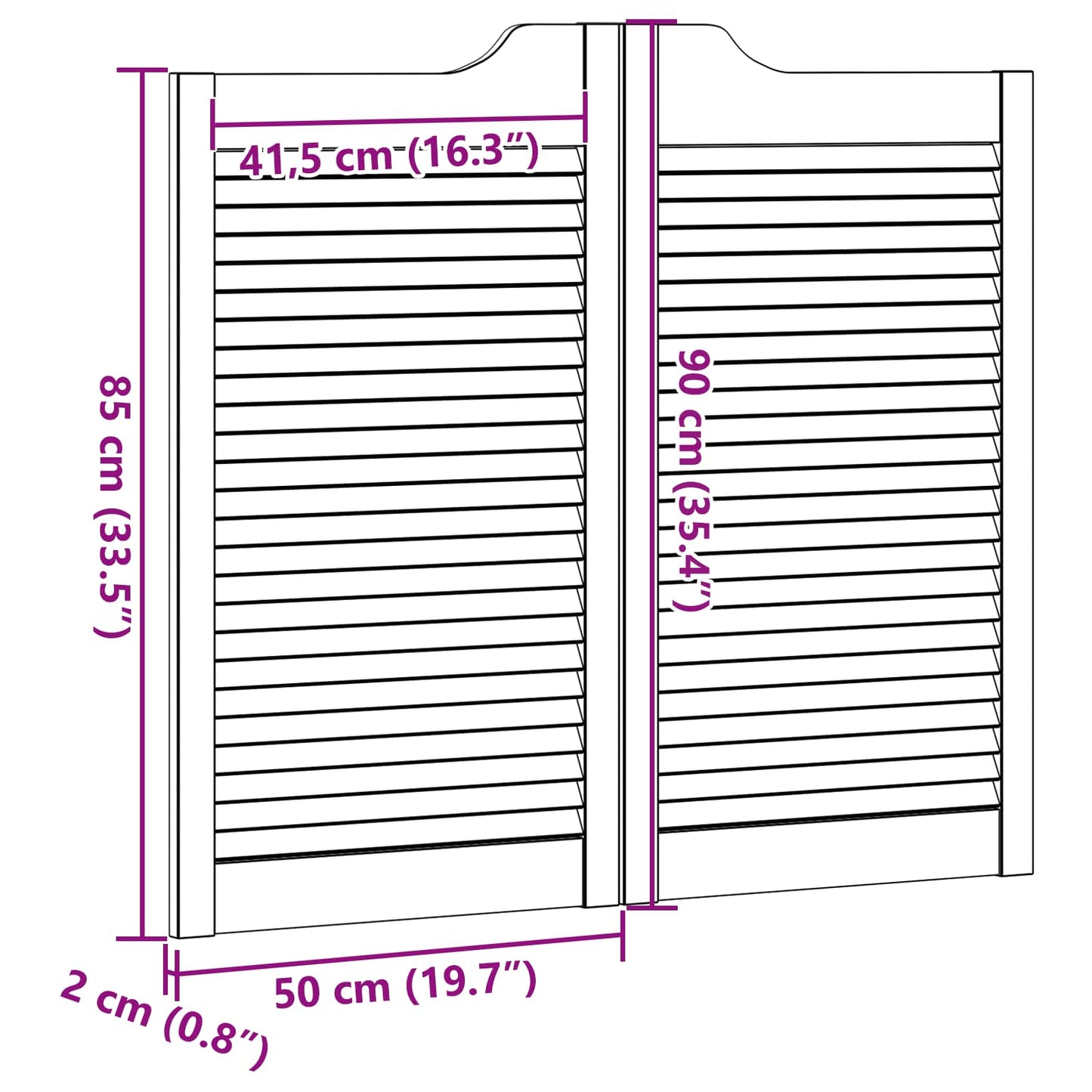 vidaXL Πόρτες Swing 2 τμχ. 90 x 50 cm Μασίφ Ξύλο Πεύκου Φυσικό