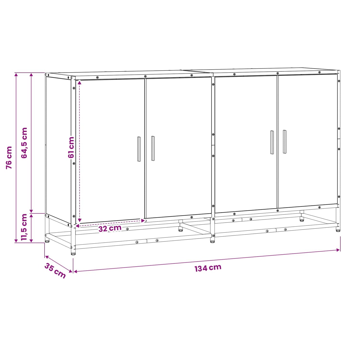vidaXL Πλαϊνό γραφείο Παλαιωμένο ξύλο 134 x 35 x 76 εκ.