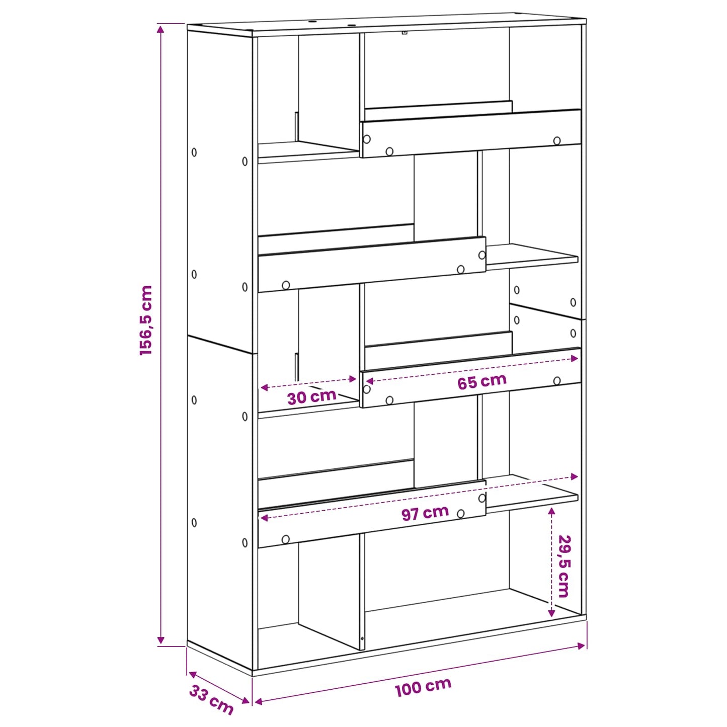 vidaXL Ράφι βιβλίων 100 x 33 x 156,5 εκ Επεξεργασμένο Ξύλο Μαύρη δρυς