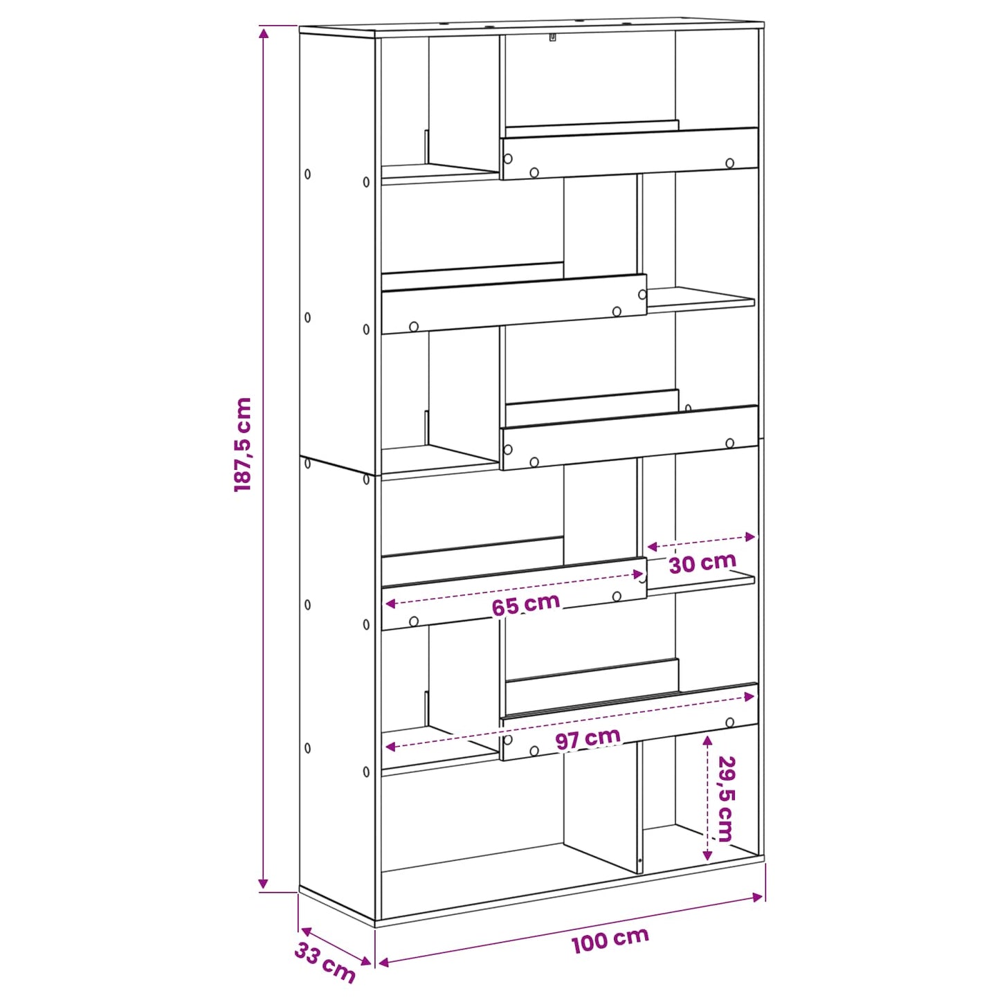 vidaXL Ράφι βιβλίων 100 x 33 x 156,5 εκ Επεξεργασμένο Ξύλο Μαύρη δρυς