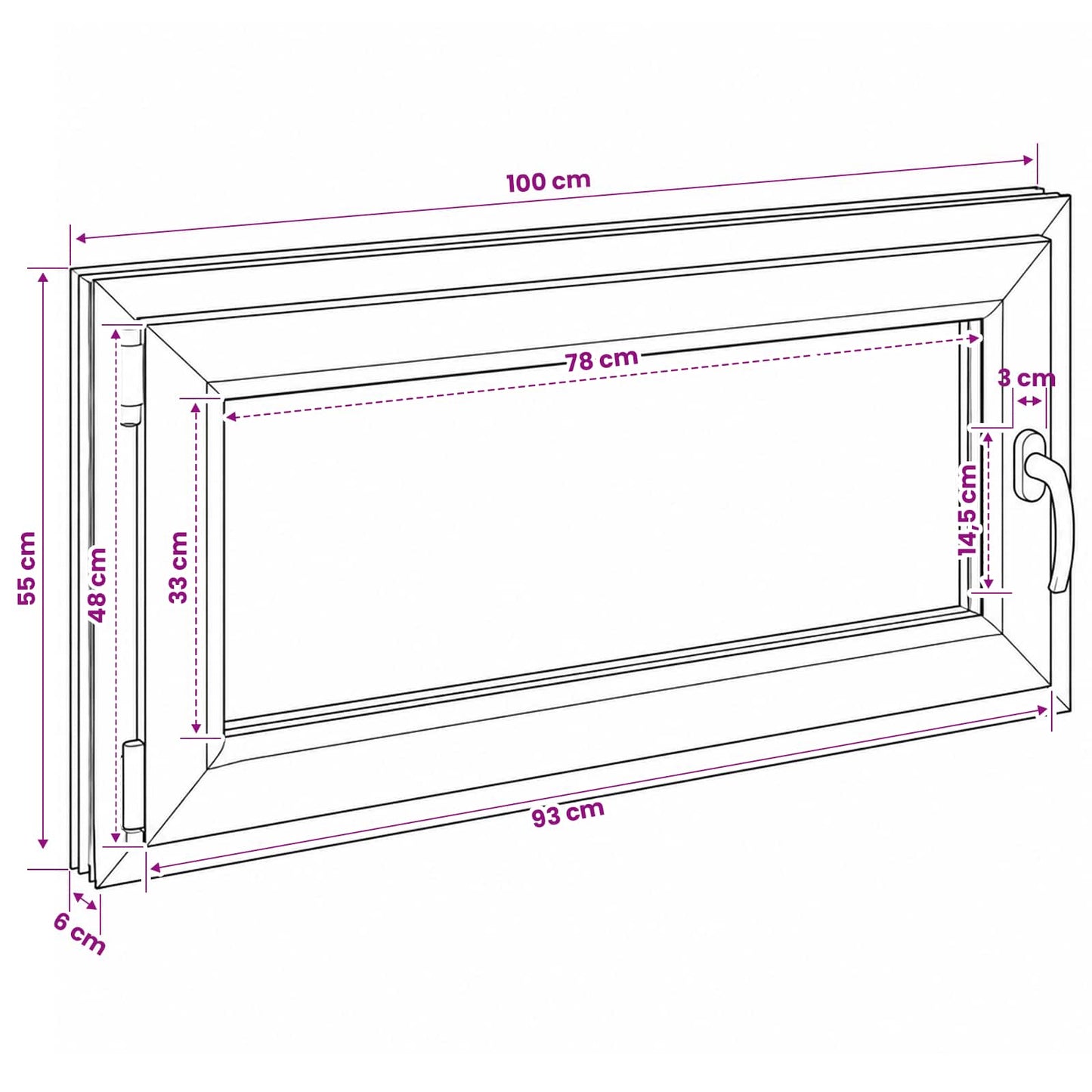 vidaXL Παράθυρο Κάτω Στρώματος RISOR 100 x 55 cm PVC και Γυαλί