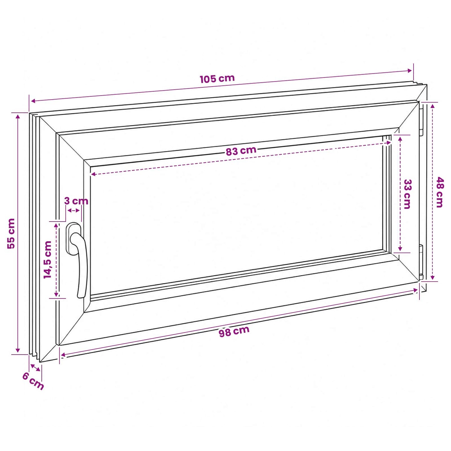 vidaXL Παράθυρο Κάτω Στρώματος RISOR 50 x 55 εκ PVC και Γυαλί