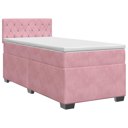 vidaXL Κρεβάτι box spring με στρώμα Ροζ 80 x 200 cm Βελούδο