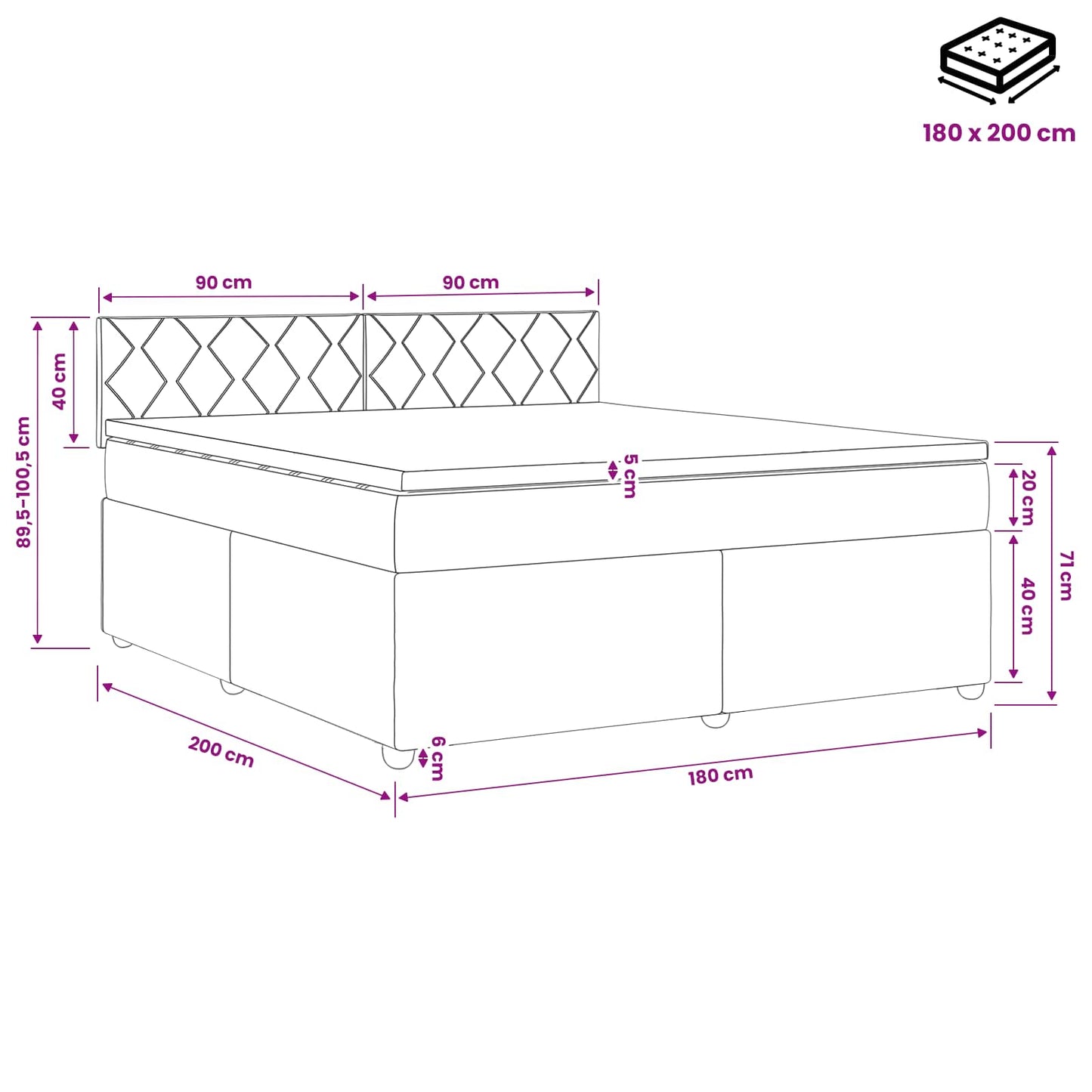 vidaXL Κρεβάτι box spring με στρώμα Taupe 180 x 200 cm Ύφασμα