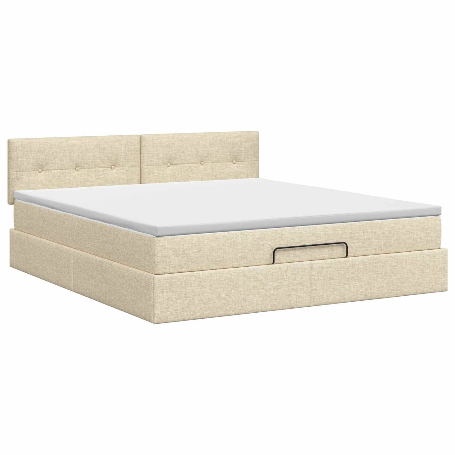 vidaXL Κρεβάτι Ottoman με στρώμα με κεφαλάρι Κρεμ 180 x 200 cm Ύφασμα