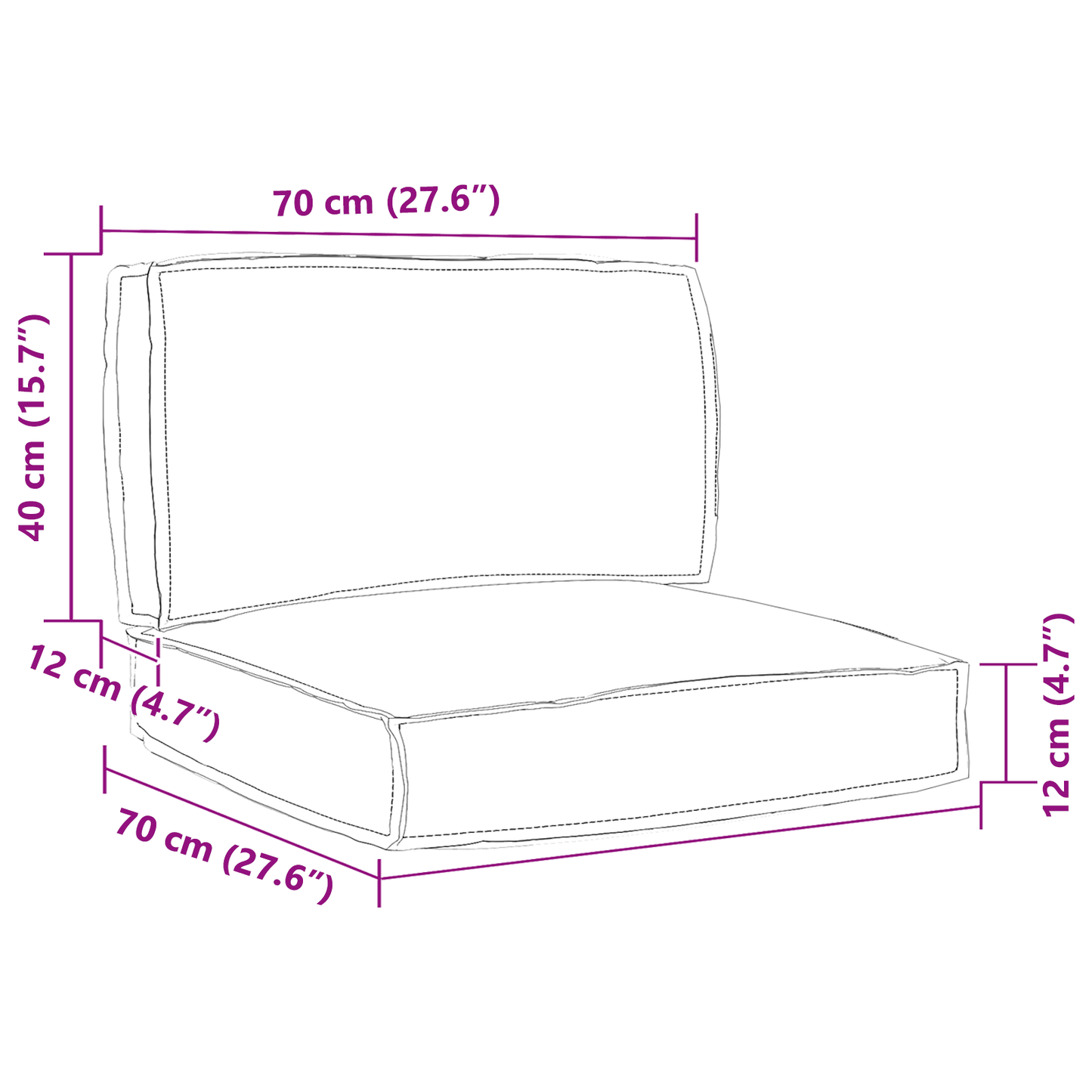 vidaXL Σετ Μαξιλαριών Πάγου 2 pcs Γκρι 70 x 70 x 12 cm Ύφασμα Oxford