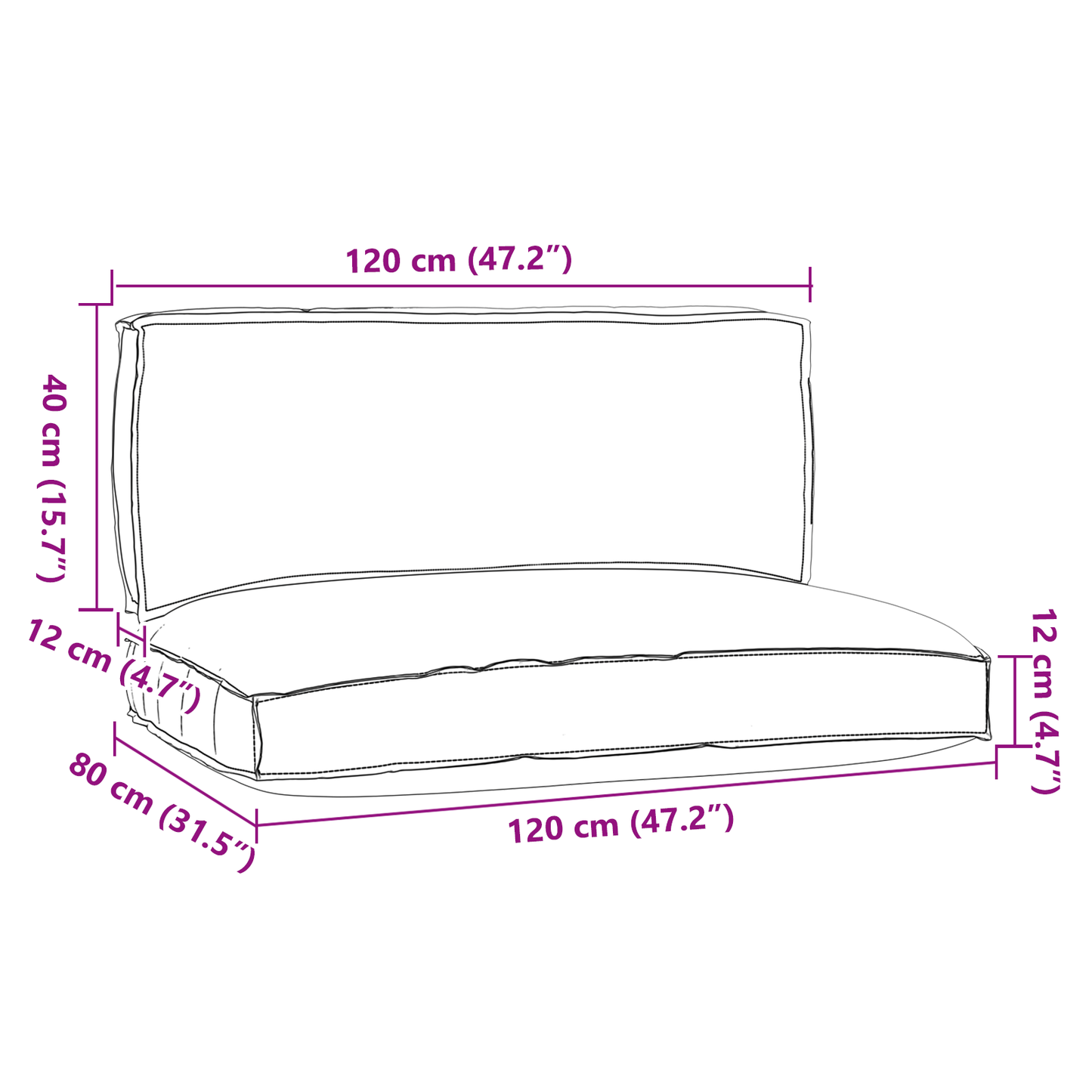 vidaXL Σετ Μαξιλαριών Πάγου 2 pcs Κρεμ 120 x 80 x 12 cm Ύφασμα Oxford
