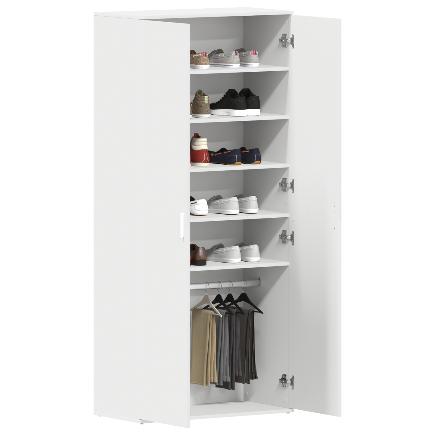 vidaXL Ντουλάπι Παπουτσιών Λευκό 80x39x180 εκ. Επεξεργασμένο Ξύλο