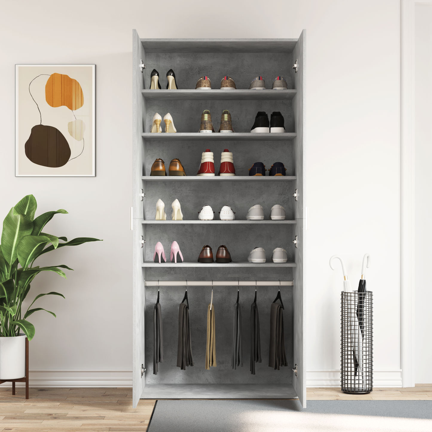 vidaXL Ντουλάπι Παπουτσιών Γκρι 80x39x180 εκ. Οικονομικό ξύλο