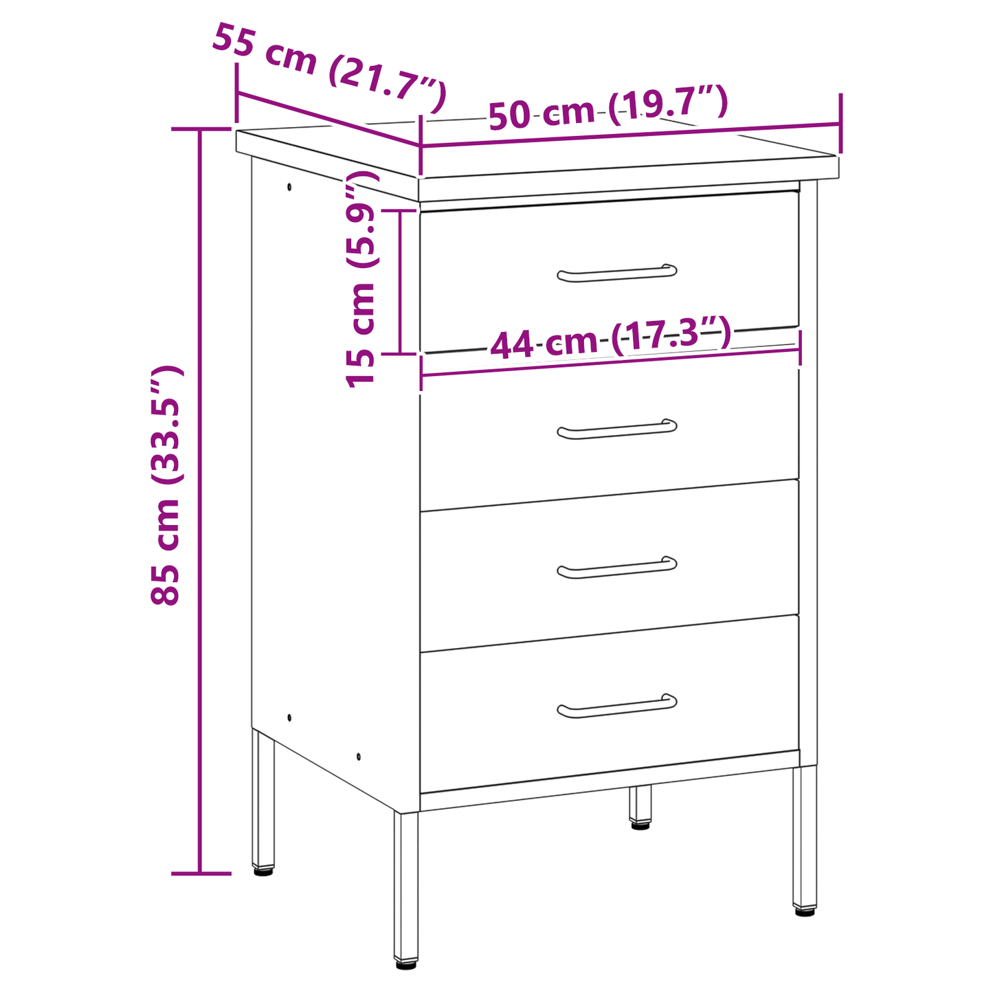 vidaXL Πάγκος Εργασίας με συρτάρι Μαύρο και γκρι 50 x 55 x 85 εκ.