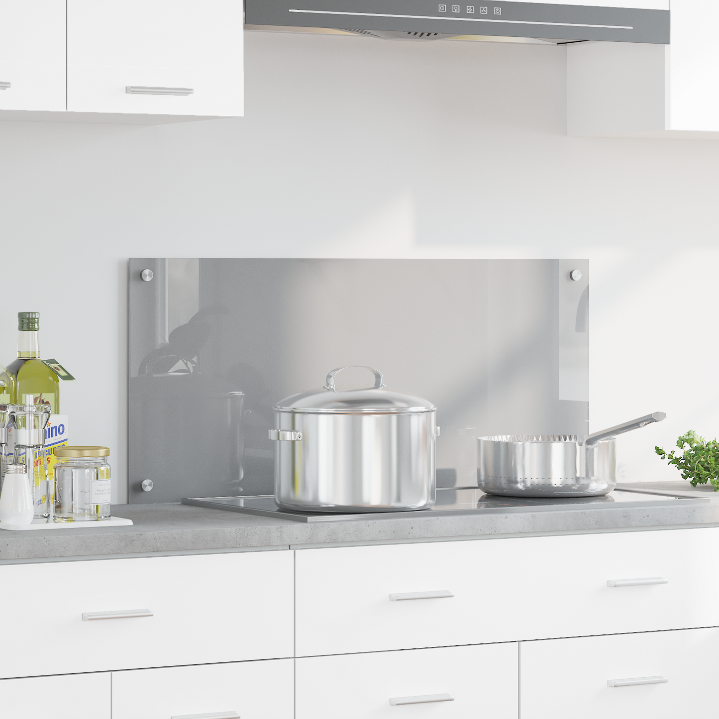 vidaXL Κουζίνα με Φόντο από Πλακάκι σε Ανοιχτό Γκρι 90x40x0,6 εκ. από Σκληρυμένο Γυαλί