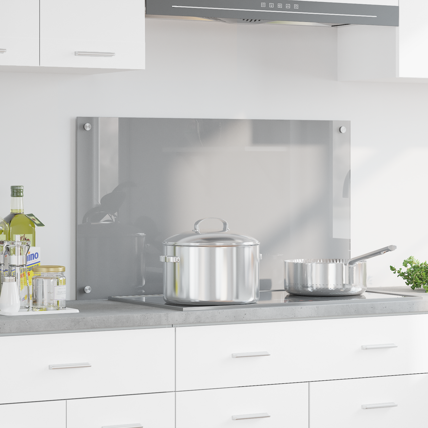 vidaXL Φωτιστικό Πίσω Κουζίνας Ανοιχτό Γκρι 90x50x0.6 εκ Σκληρυμένο Γυαλί