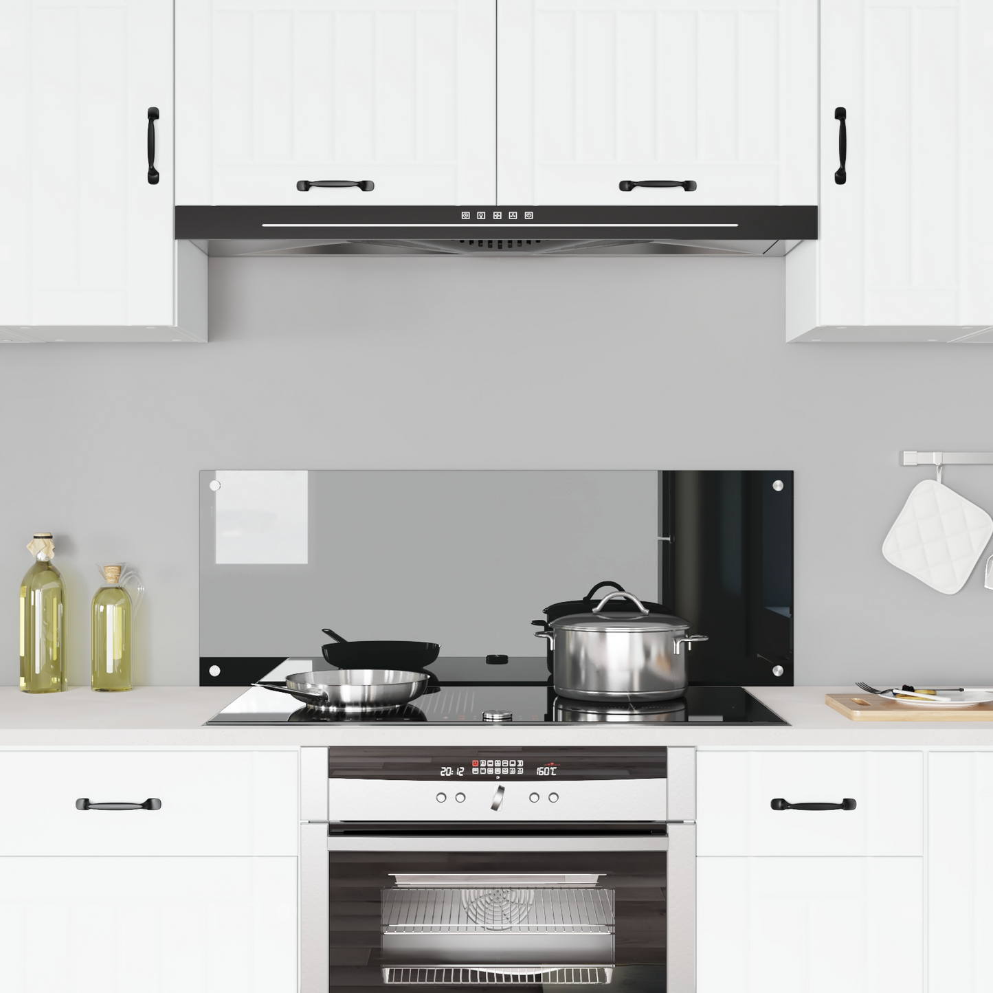 vidaXL Πλαίσιο Κουζίνας Μαύρο 110x40x0,6 εκ Γυαλί Υψηλής Αντοχής