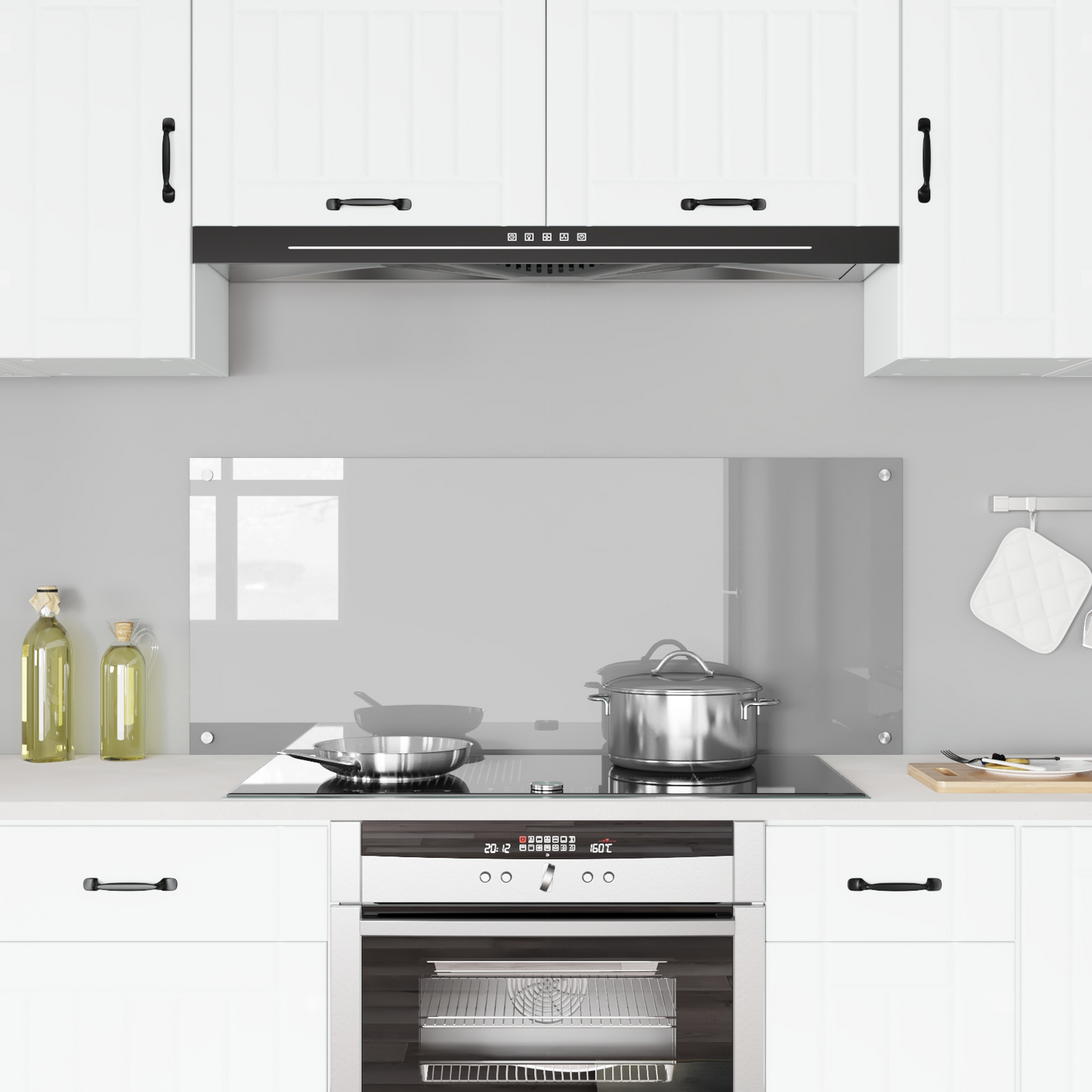 vidaXL Φωτιστικό Πίσω Κουζίνας Ανοιχτό Γκρι 120x50x0,6 εκ από ανθεκτικό στη θερμότητα γυαλί