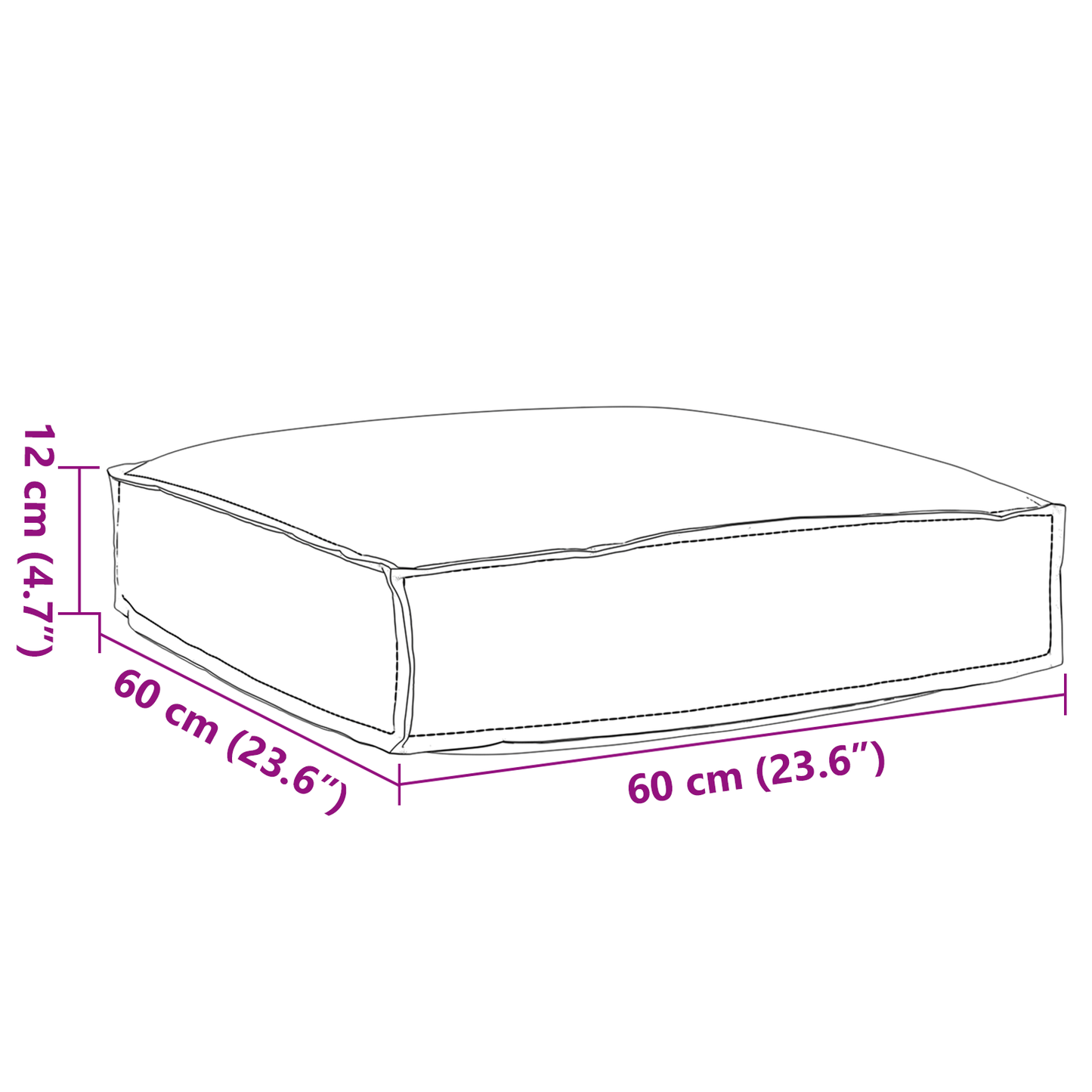 vidaXL Μαξιλάρι Παλέτας για Καθίσμα Μπλε 60 x 60 x 12 εκ, Υφασμα Οξφόρδης