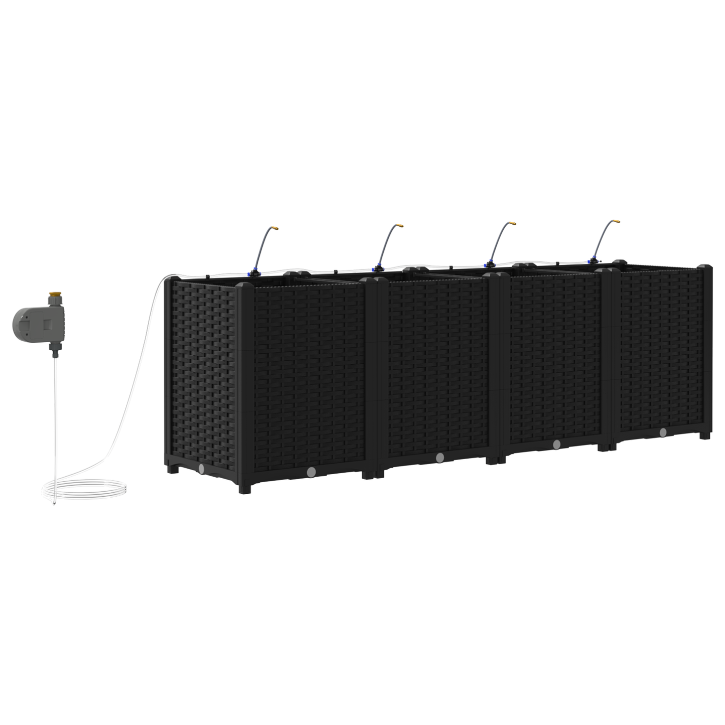 vidaXL Ζαρντινιέρες κήπου Μαύρο 160 x 40 x 52 cm Ατσάλι
