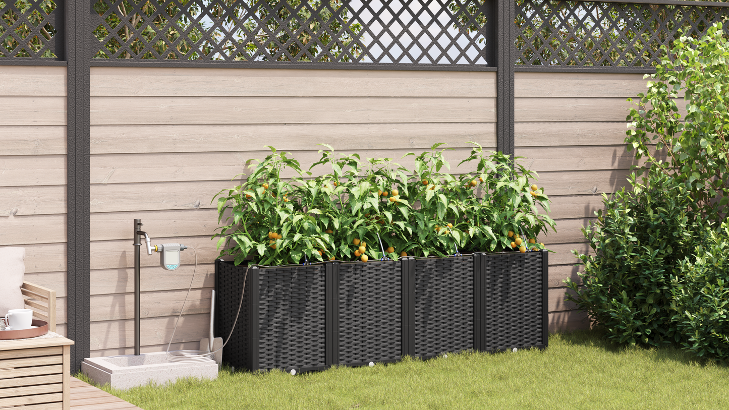 vidaXL Ζαρντινιέρες κήπου Μαύρο 160 x 40 x 52 cm Ατσάλι