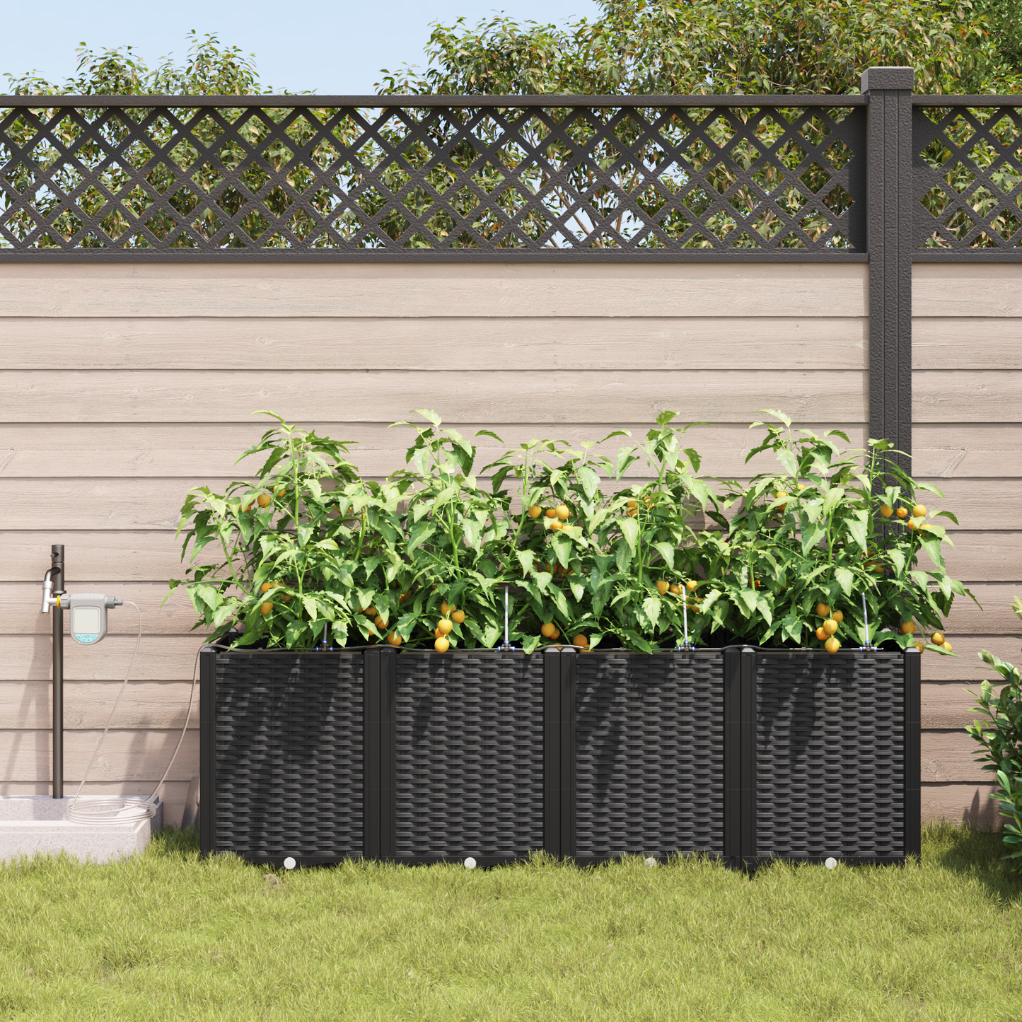 vidaXL Ζαρντινιέρες κήπου Μαύρο 160 x 40 x 52 cm Ατσάλι
